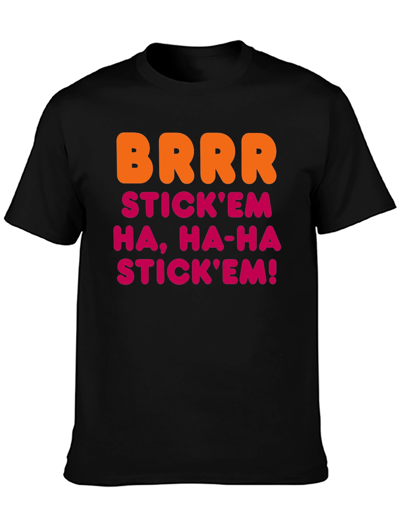 Black BRRR STICK'EM Men's Black T-Shirt view 3