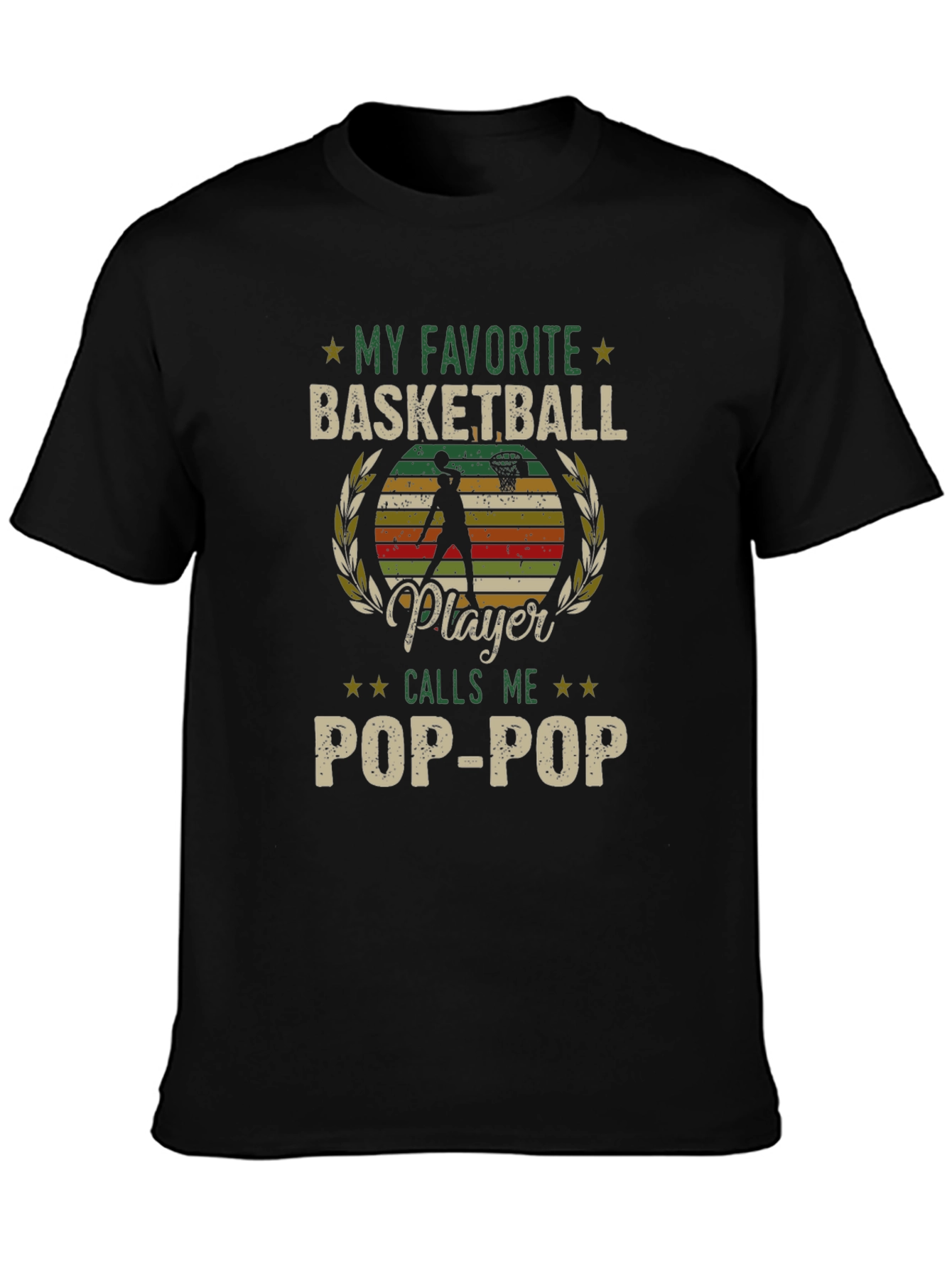 Black My Favorite Basketball Player Calls Me Pop-Pop T-Shirt view 3