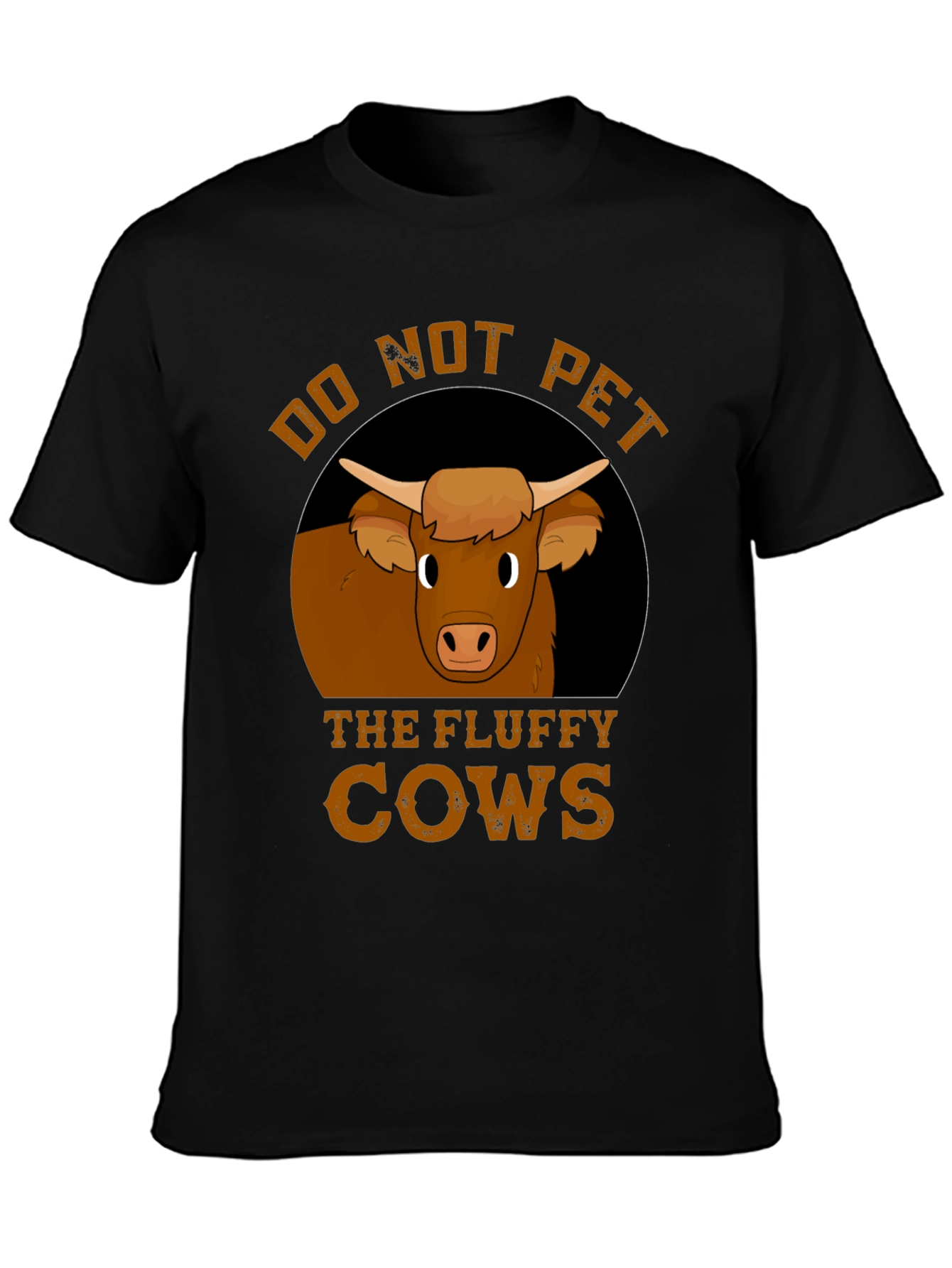 Black Do Not Pet the Fluffy Cows T-Shirt view 3
