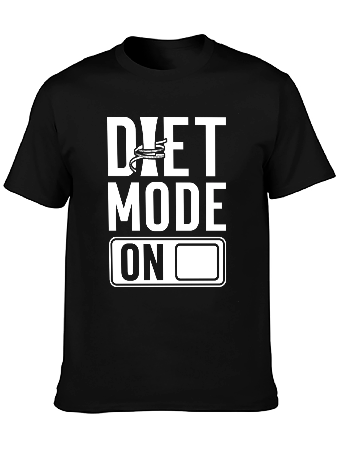 Black Diet Mode On Graphic Tee - Black Cotton T-Shirt view 3