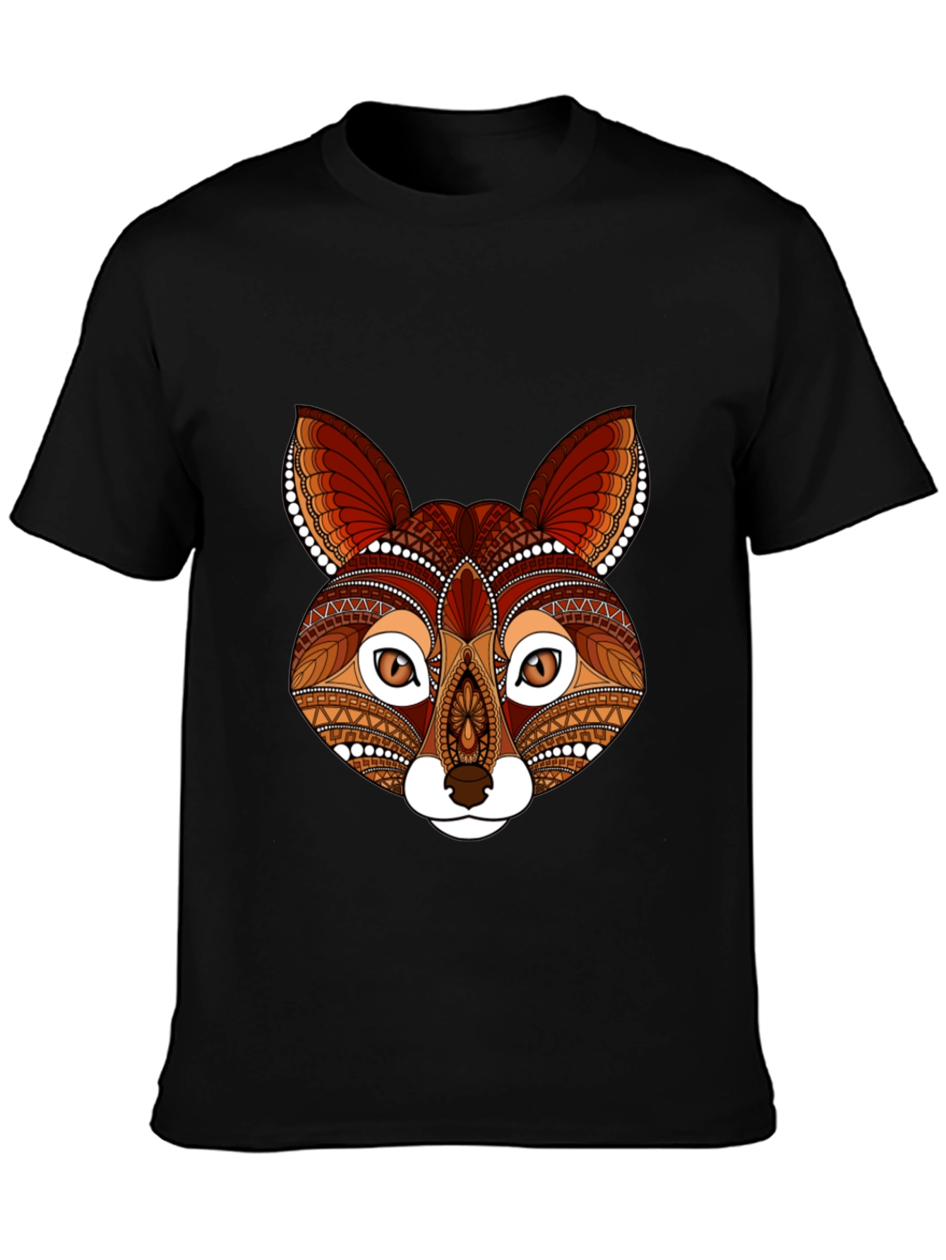 Black Fox Head Graphic Print T-Shirt view 3