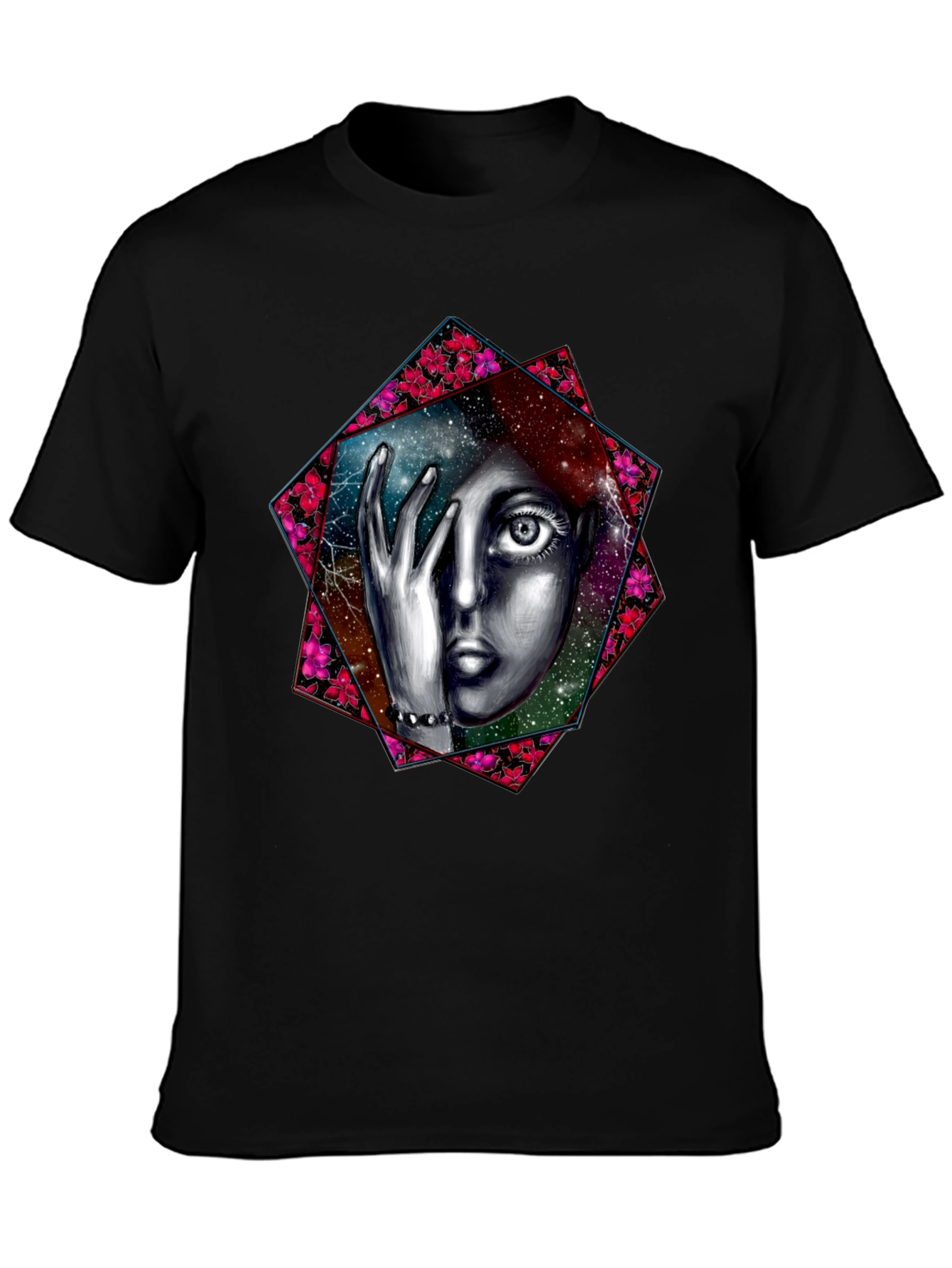 Black Cosmic Woman Graphic T-Shirt - Black view 3