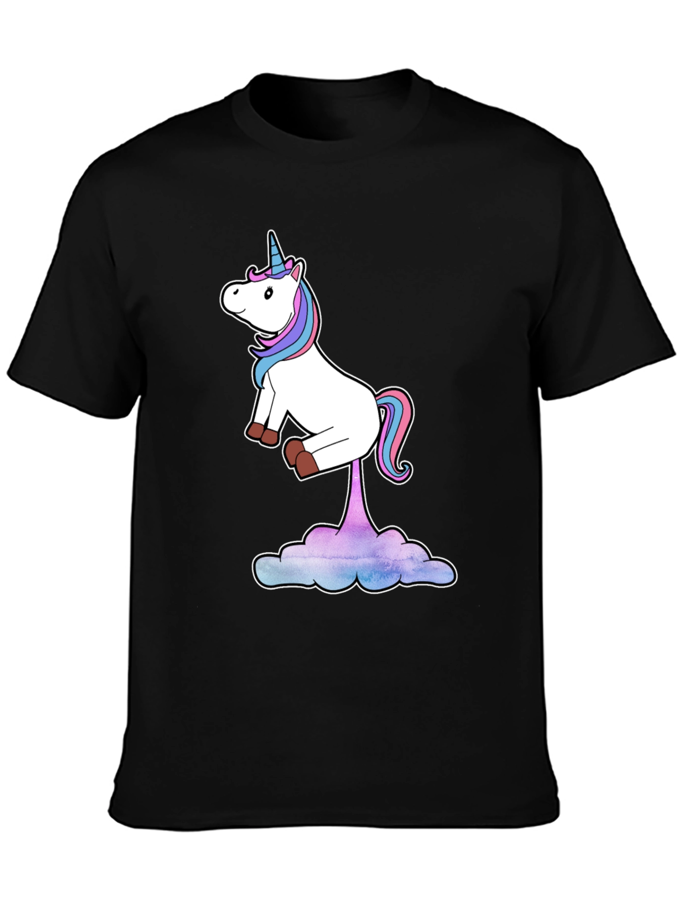 Black Unicorn Poop Cloud Men's Graphic T-Shirt view 3