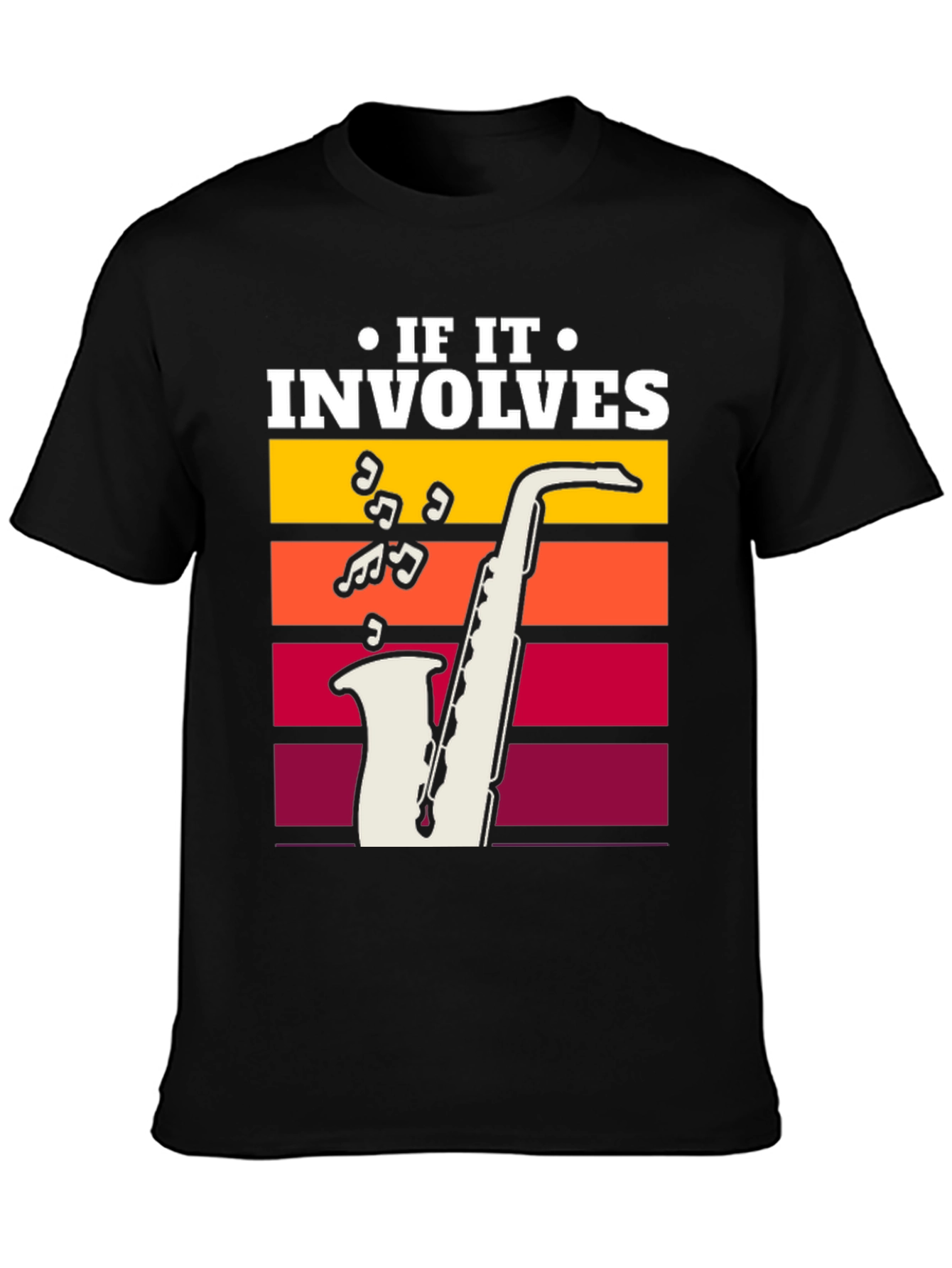 Black Saxophone Music Lover T-Shirt - If It Involves Sax view 3