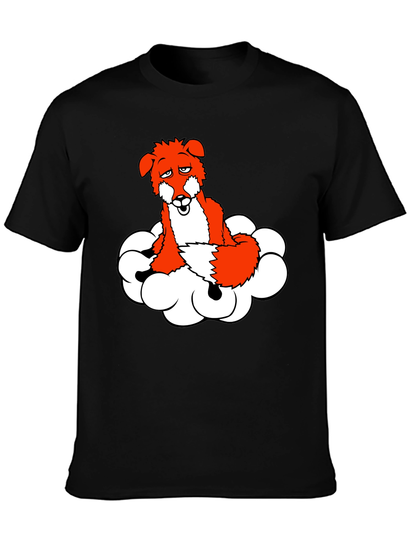 Black Fox on Cloud T-Shirt - Unique Graphic Tee view 3
