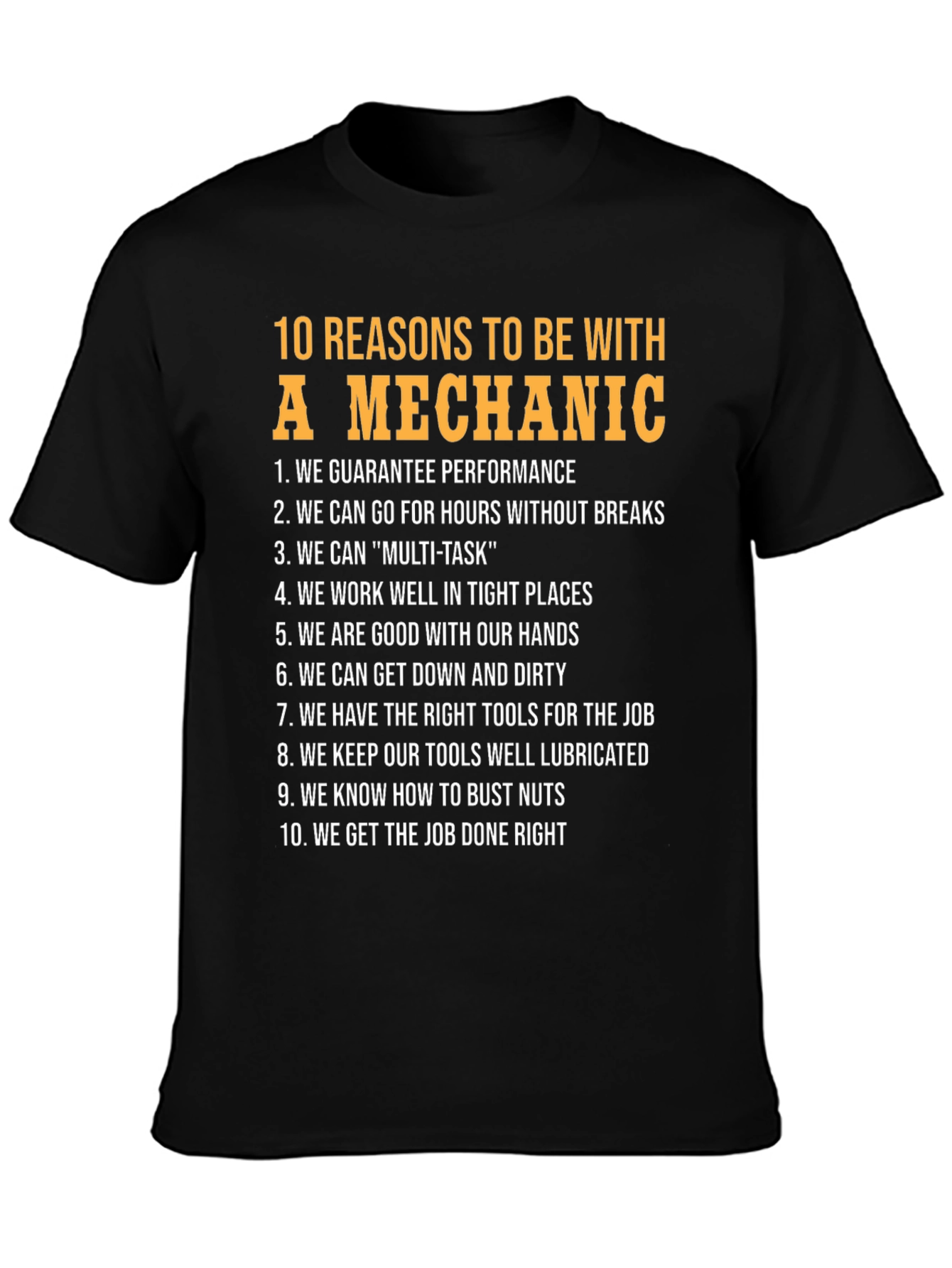 Black 10 Reasons To Be With A Mechanic T-Shirt view 3