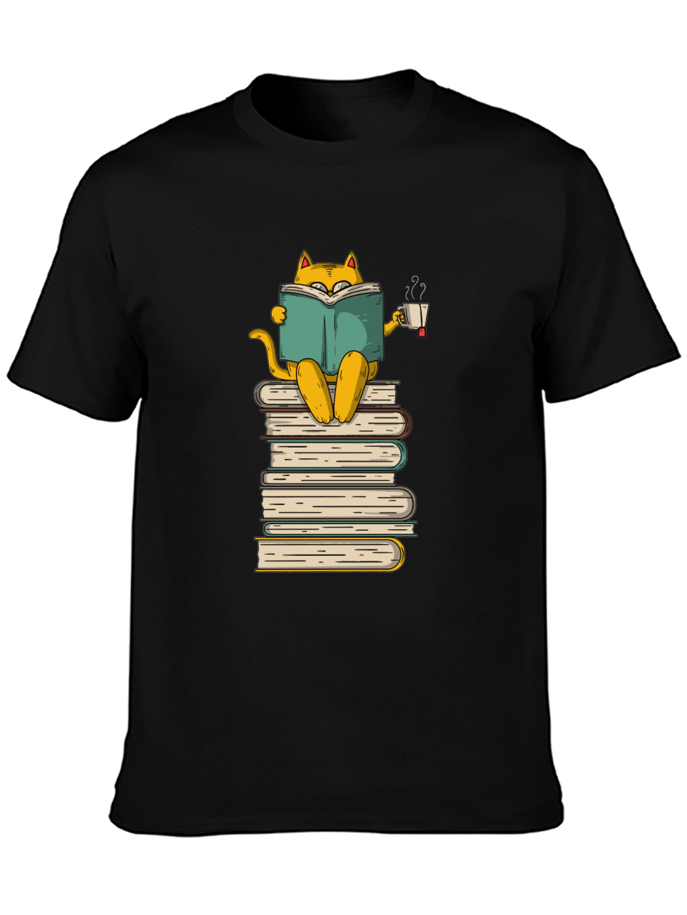 Black Bookish Cat T-Shirt: Cozy Reader view 3