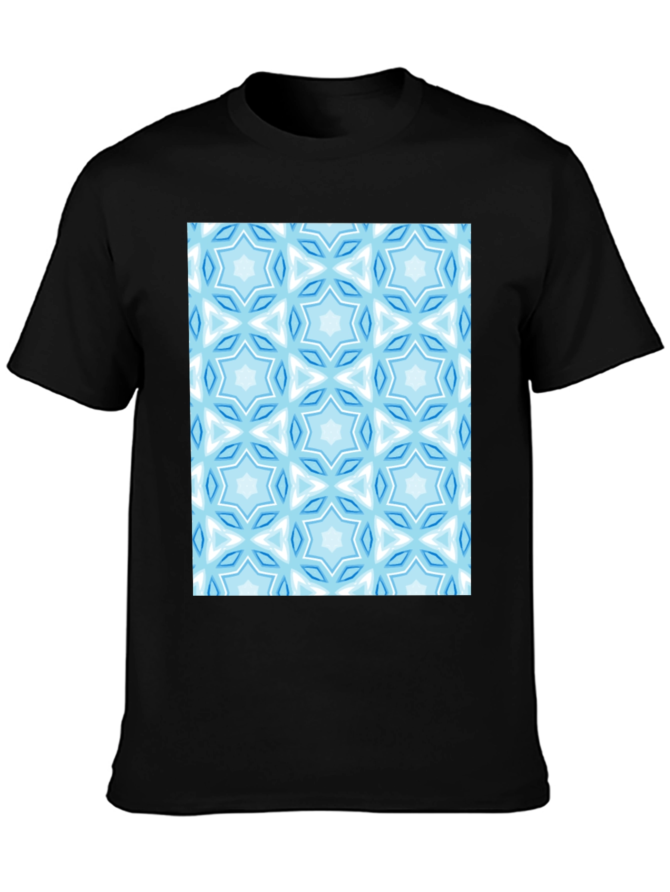 Black Blue Star Pattern T-Shirt view 3