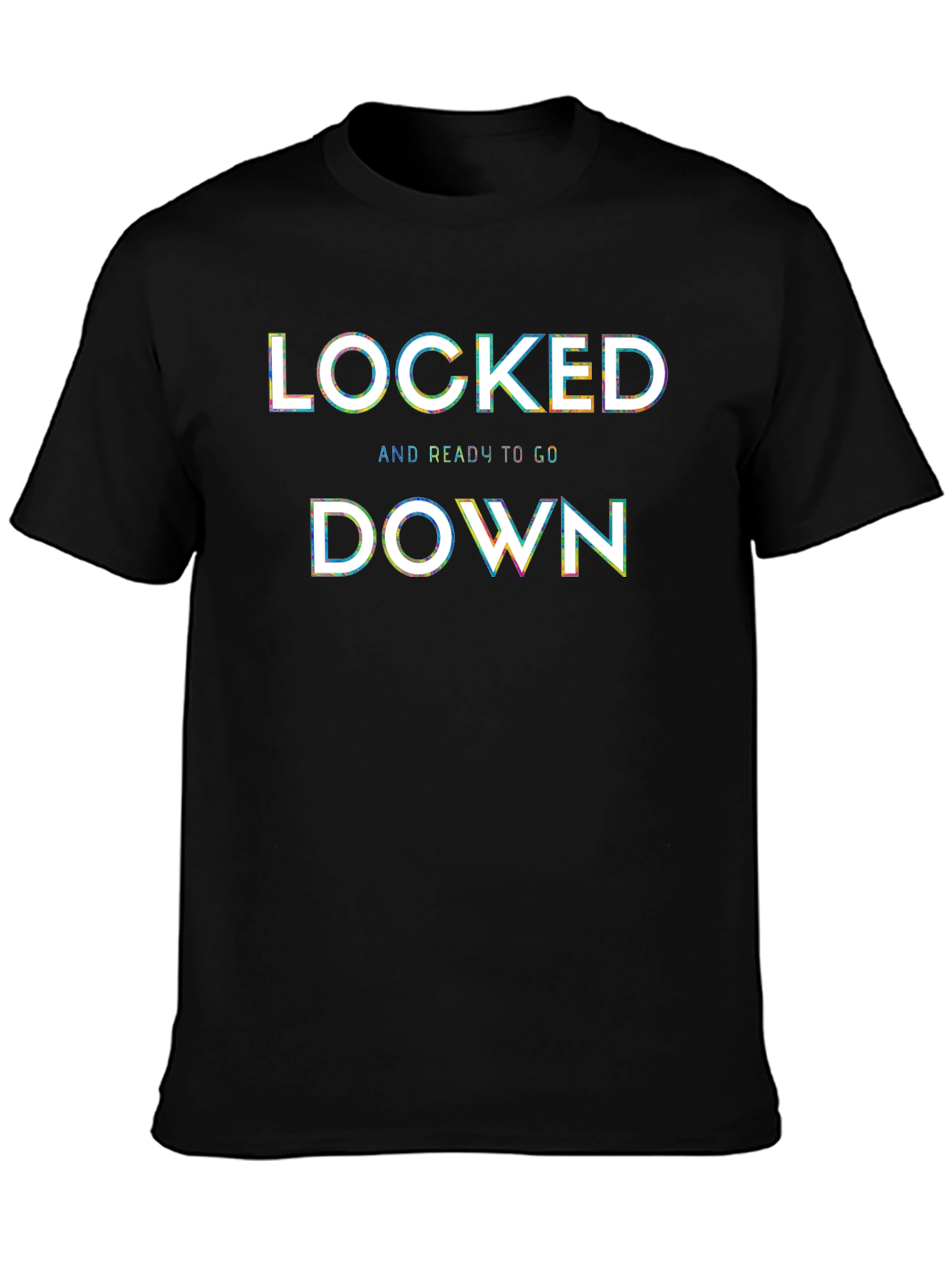 Black Locked Down Graphic Tee - Black Cotton Blend view 3