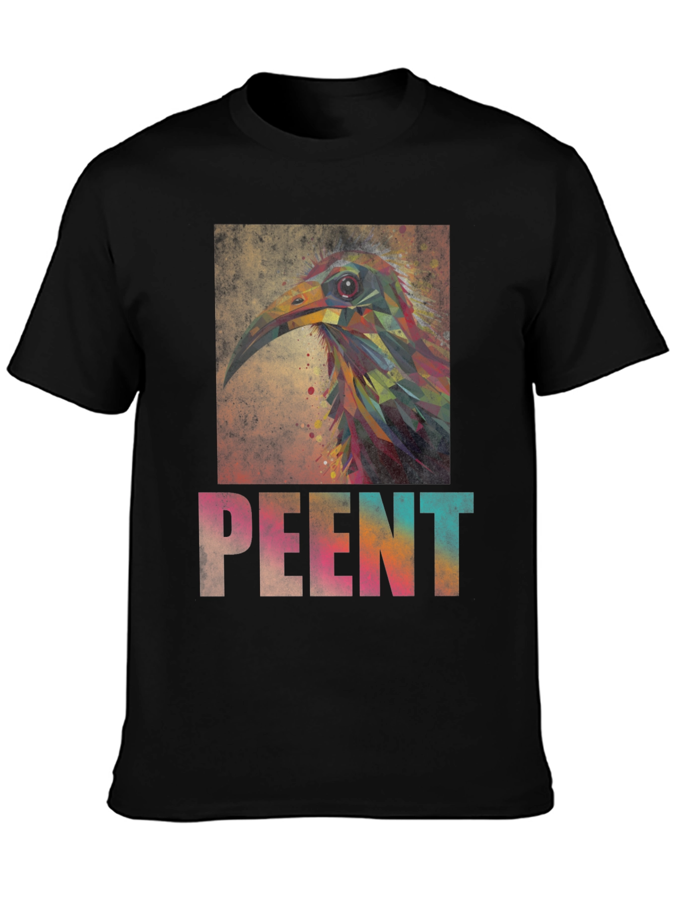 Black Abstract Bird Art Tee - Unique Graphic T-Shirt view 3