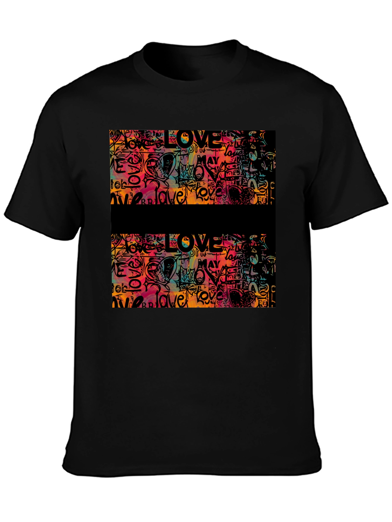 Black Love Graffiti Graphic Tee - Men's Black T-Shirt view 3