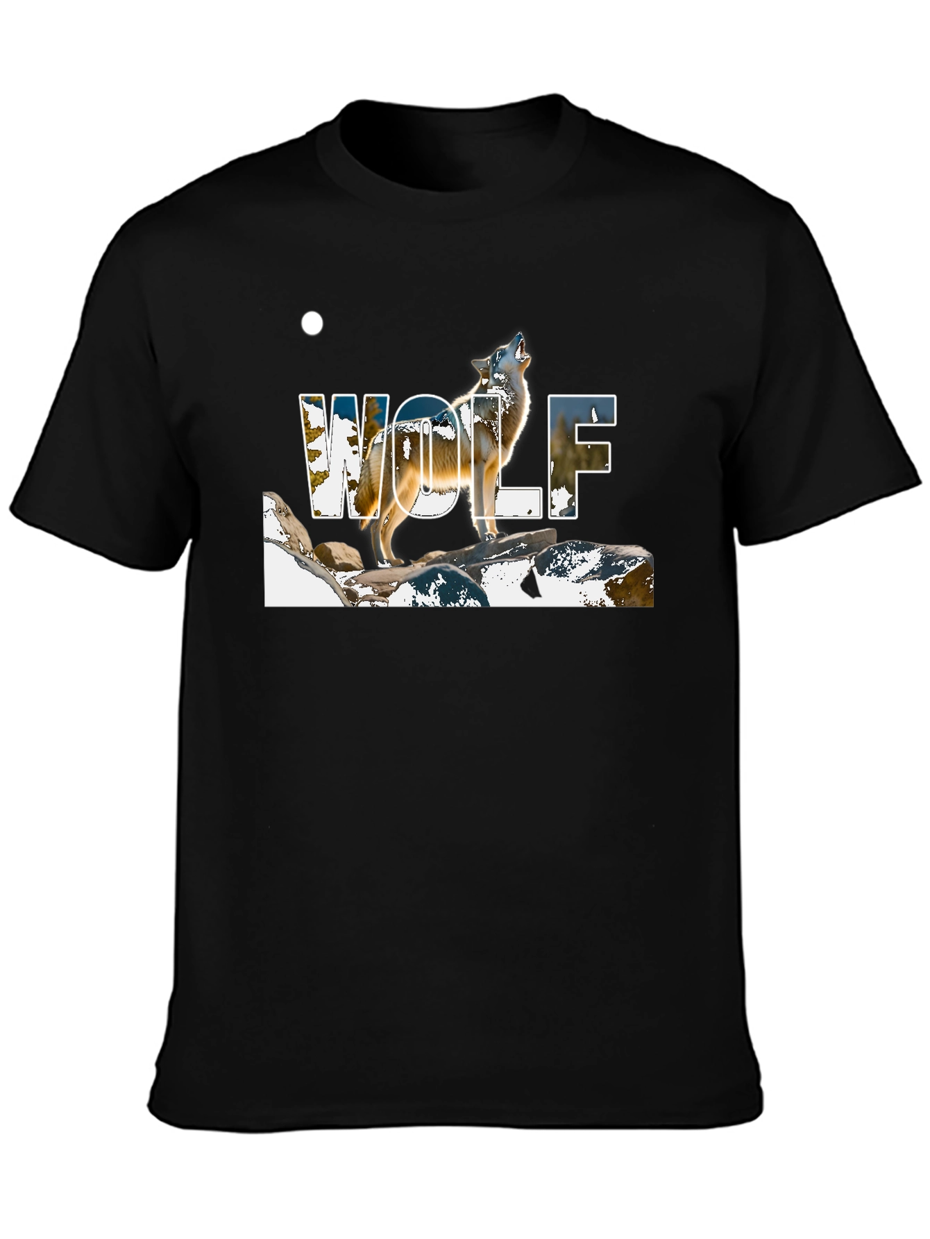 Black Wolf Graphic Print Black T-Shirt view 3
