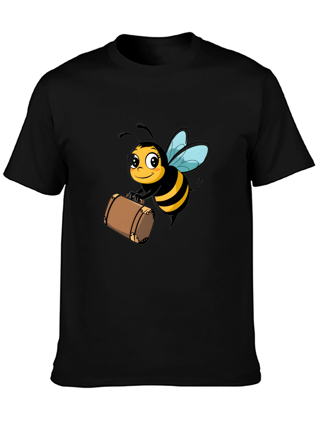 Black Bee Travel T-Shirt - Black Cotton Tee view 3