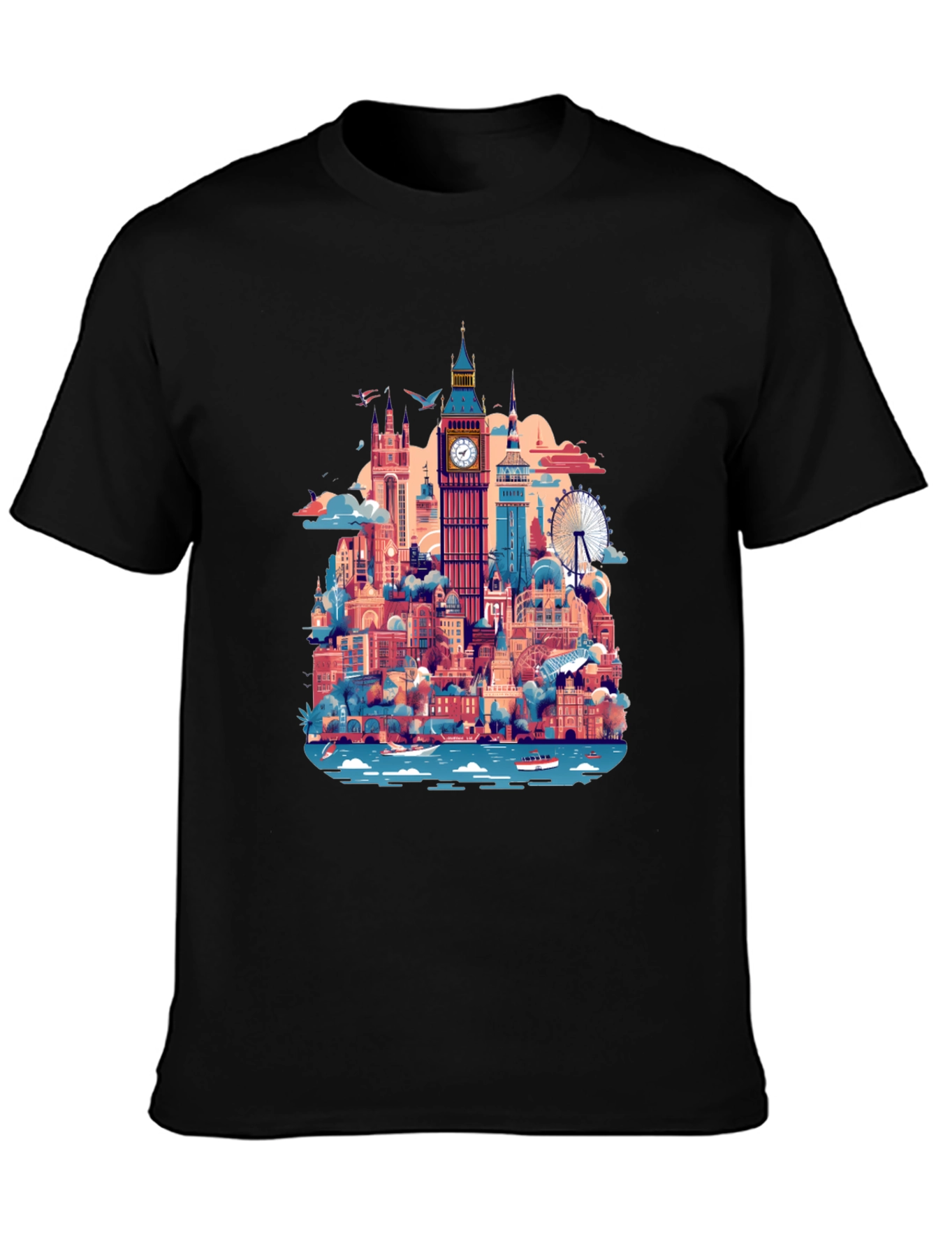 Black London Skyline Graphic Tee - Black view 3