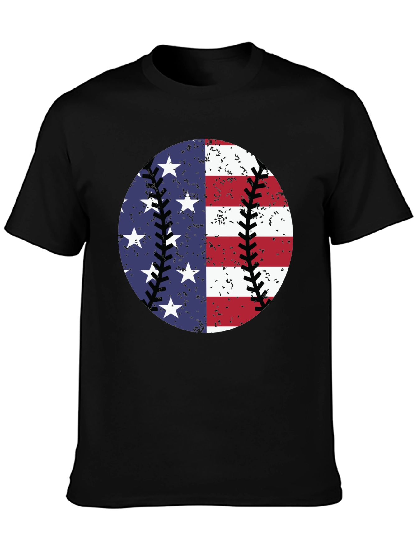 Black Patriotic Baseball T-Shirt: Stars & Stripes Tee view 3