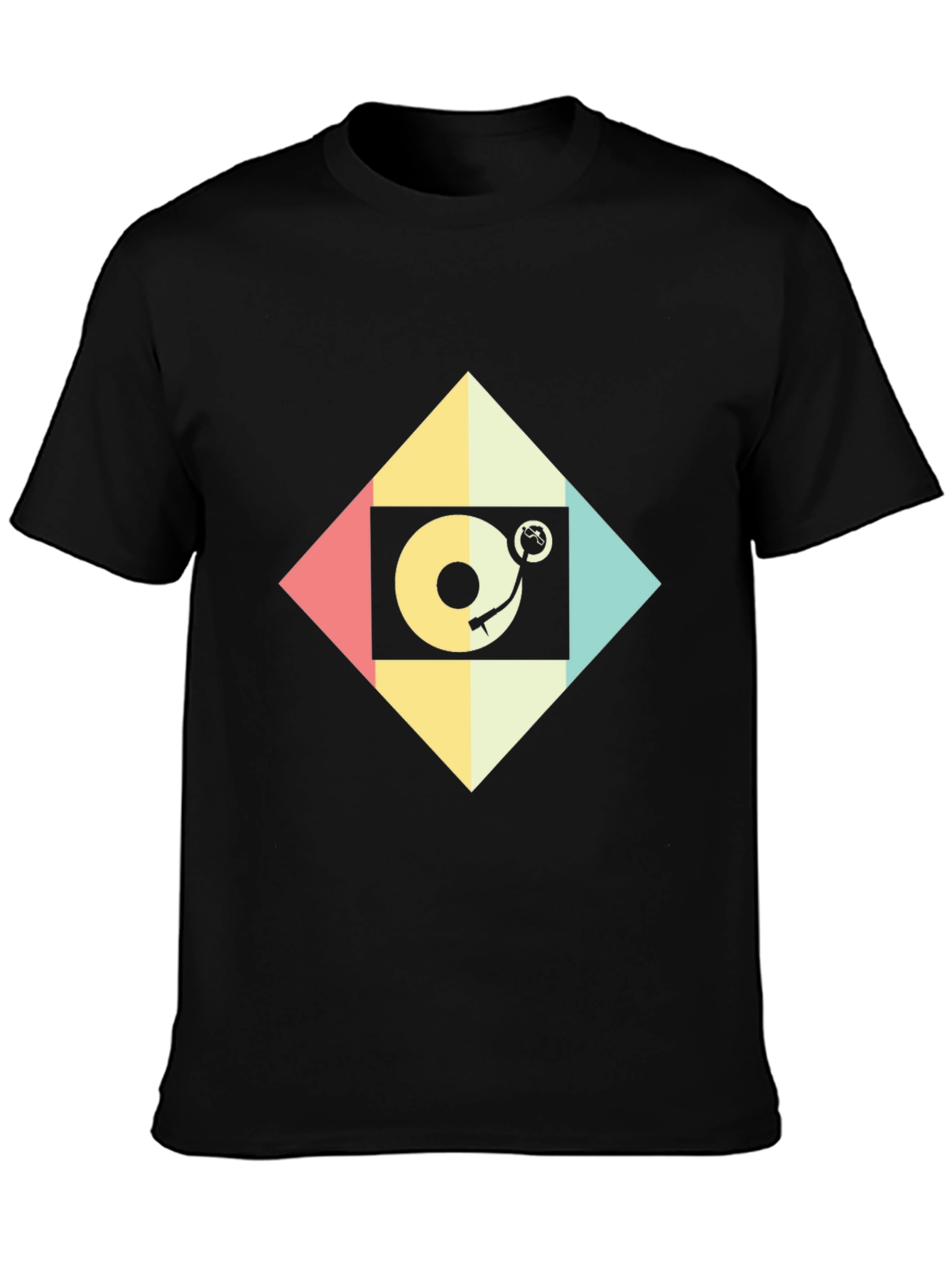 Black Retro Turntable Graphic Tee view 3
