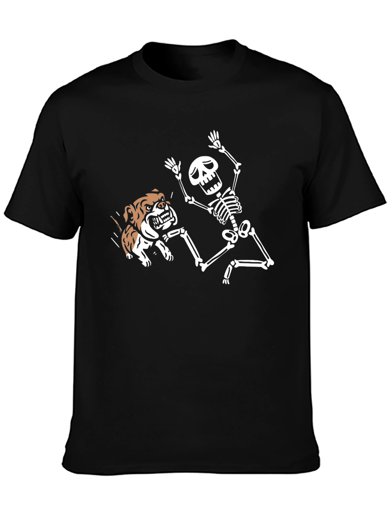 Black Skeleton & Bulldog Graphic Tee - Black T-Shirt view 3