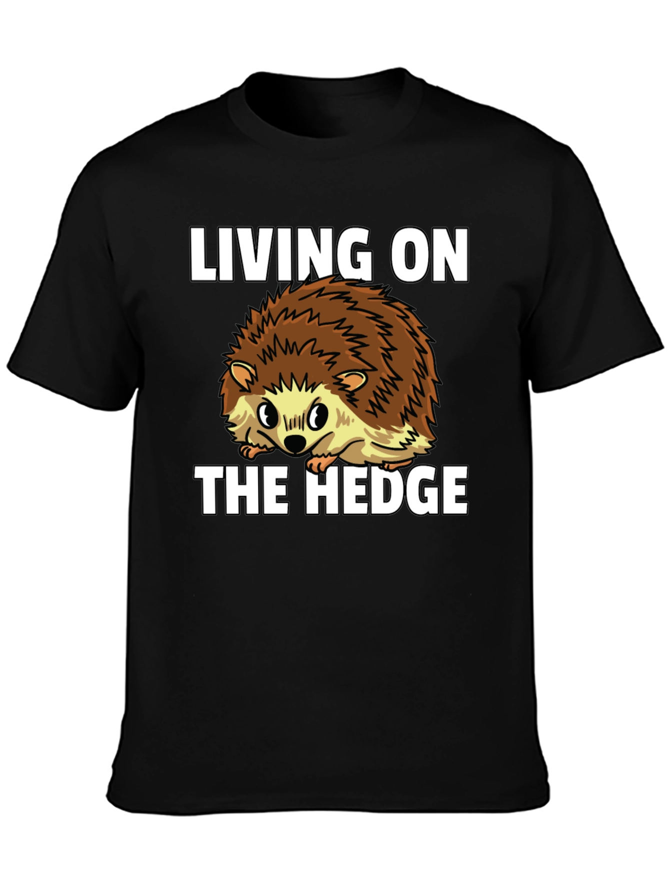 Black Living on the Hedge Hedgehog Graphic Tee view 3