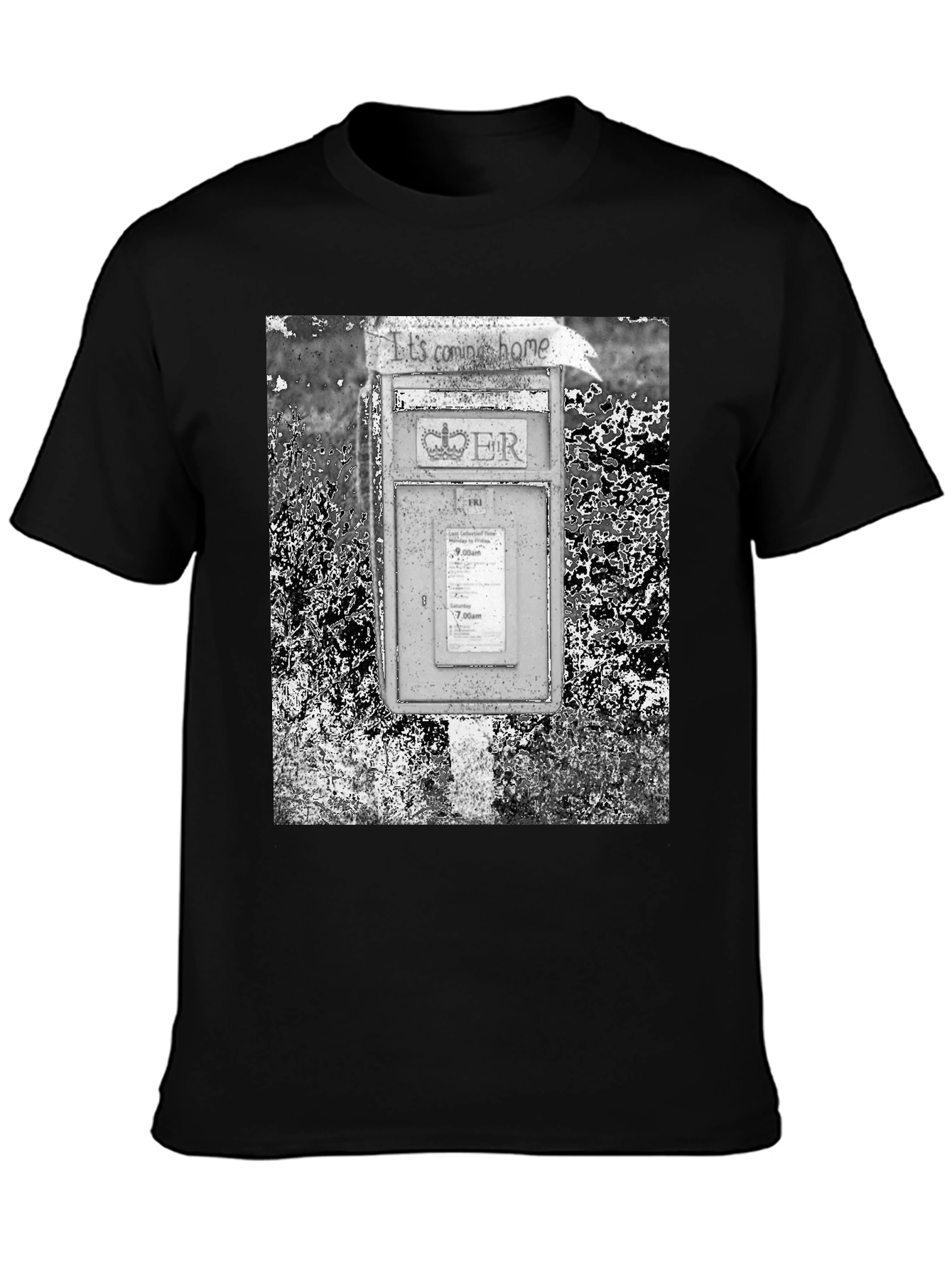 Black Retro British Mailbox T-Shirt view 3