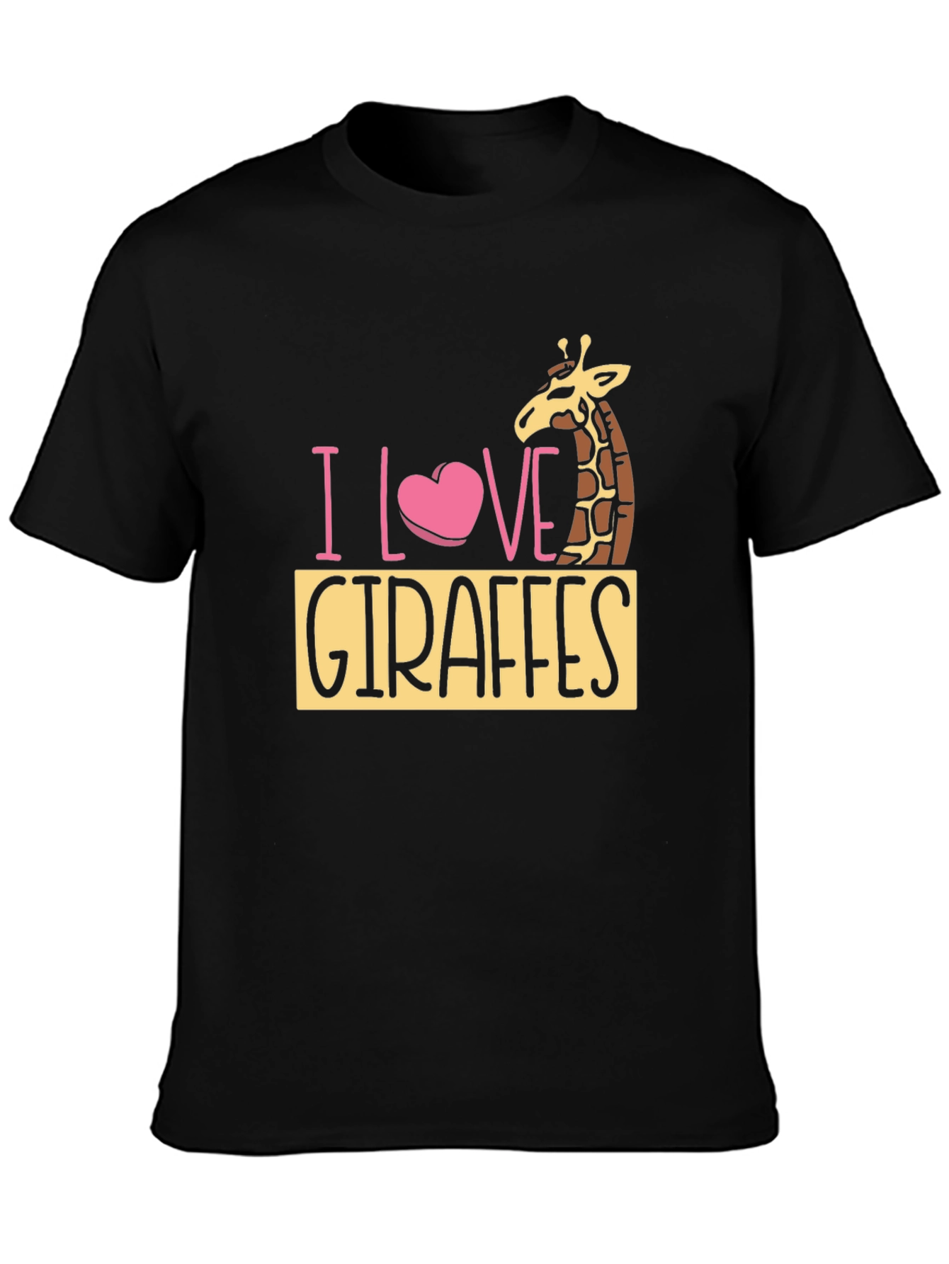 Black I Love Giraffes Black T-Shirt - Animal Lover Tee view 3
