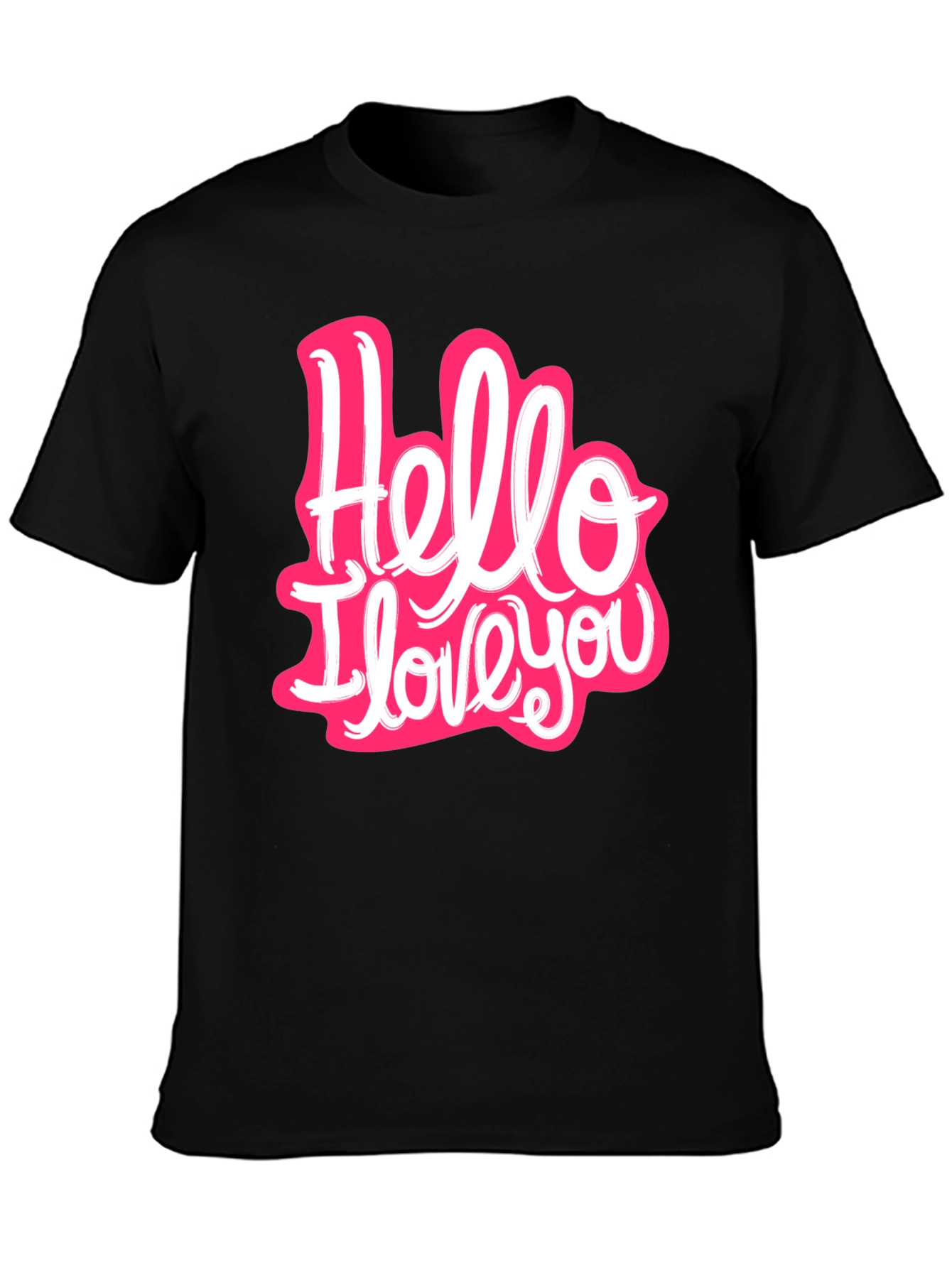 Black Hello I Love You Graphic T-Shirt - Trendy Casual Wear view 3