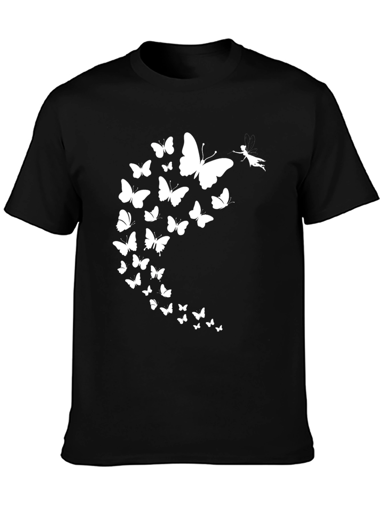 Black Butterfly Fairy Graphic Tee - Black Casual T-Shirt view 3