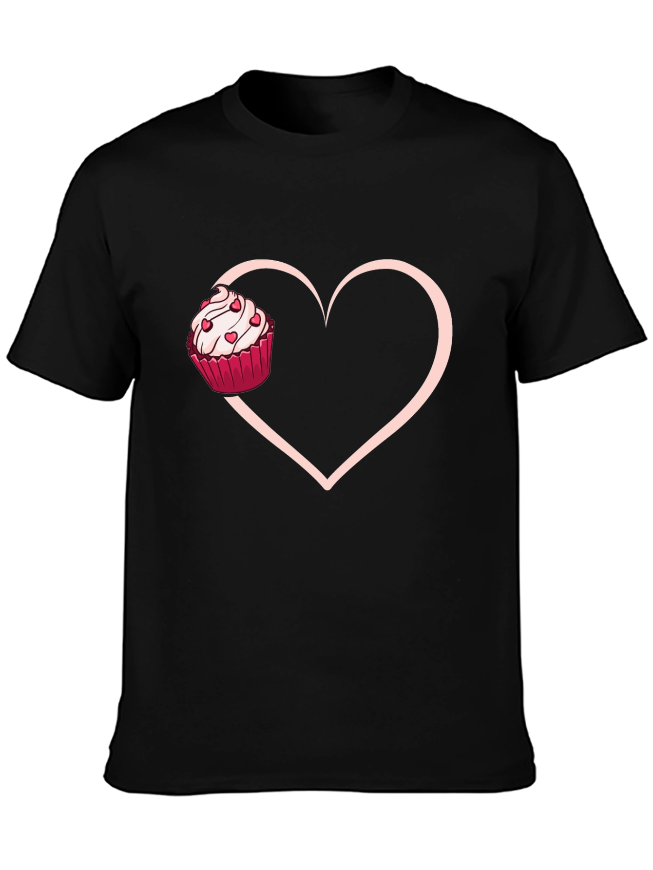 Black Cupcake Heart Graphic Tee - Sweet Love T-Shirt view 3