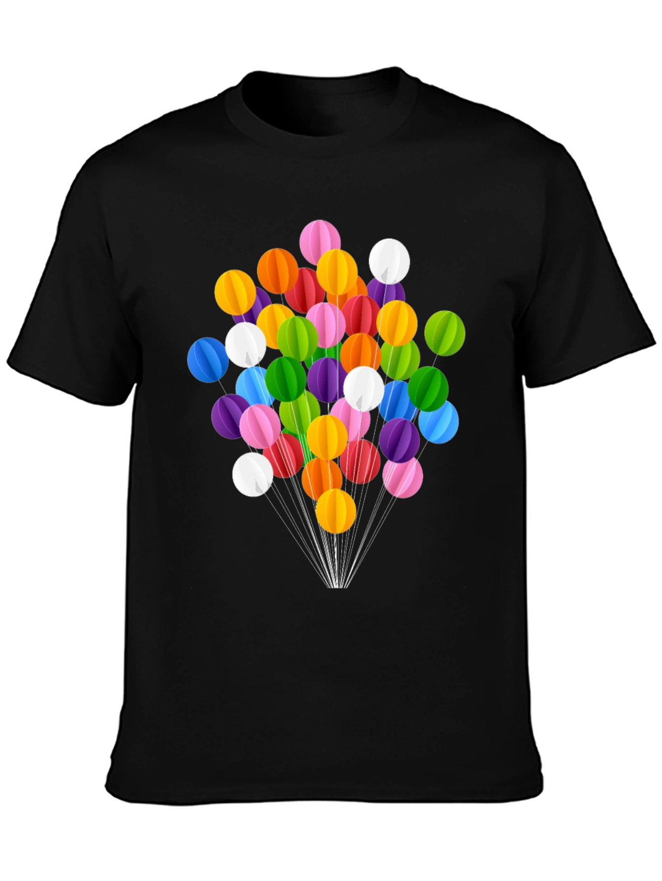 Black Colorful Balloon Graphic Tee - Black Cotton Blend Shirt view 3