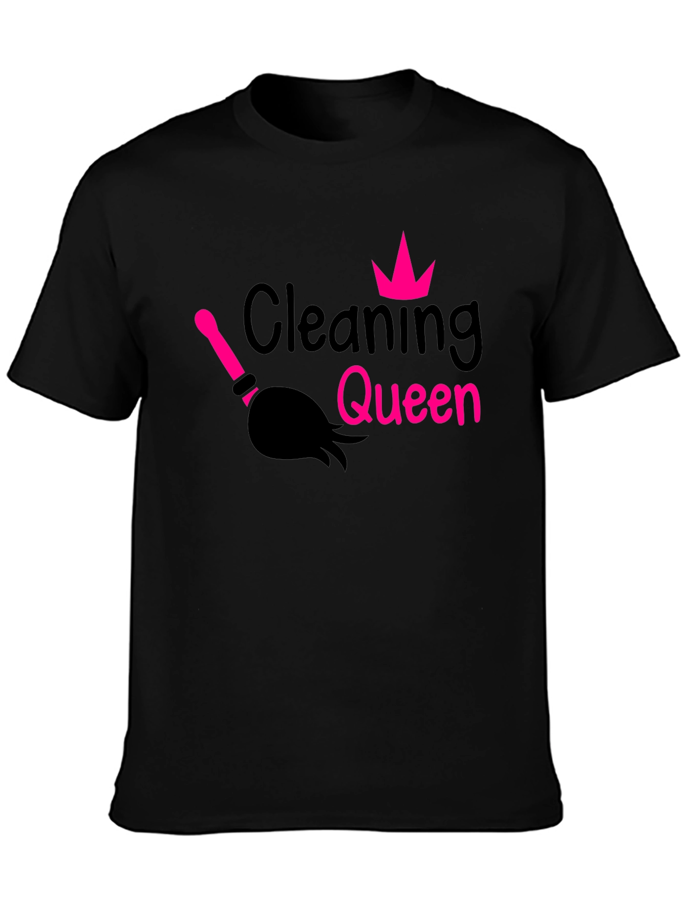 Black Cleaning Queen Graphic Tee - Black T-Shirt view 3