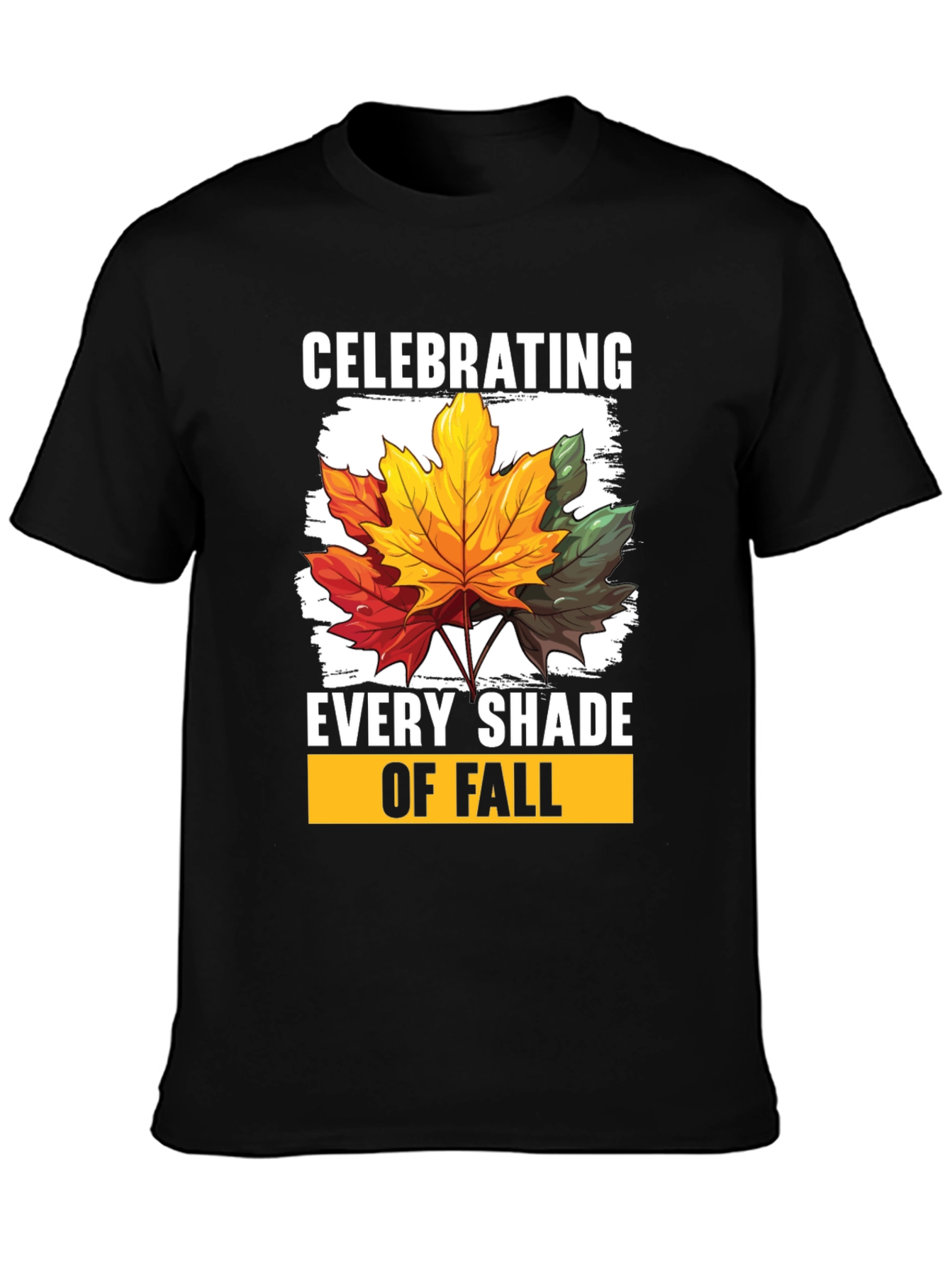 Black Fall Leaves T-Shirt - Celebrating Every Shade of Fall view 3