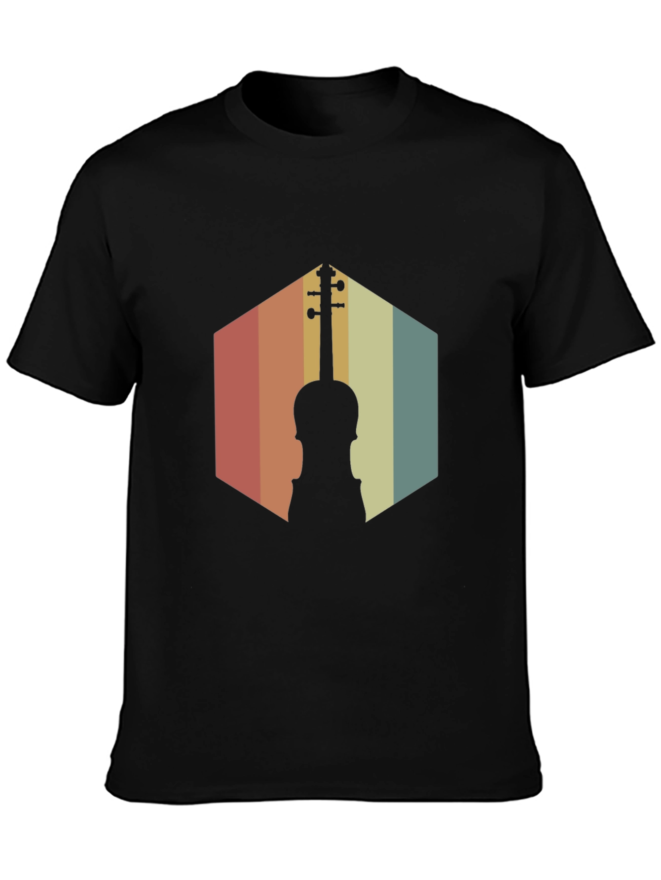 Black Vintage Violin Graphic T-Shirt view 3