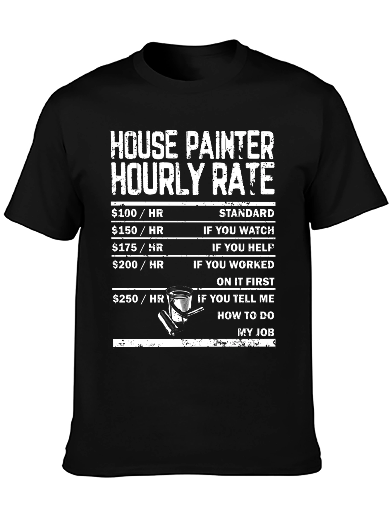 Black House Painter Hourly Rate T-Shirt view 3