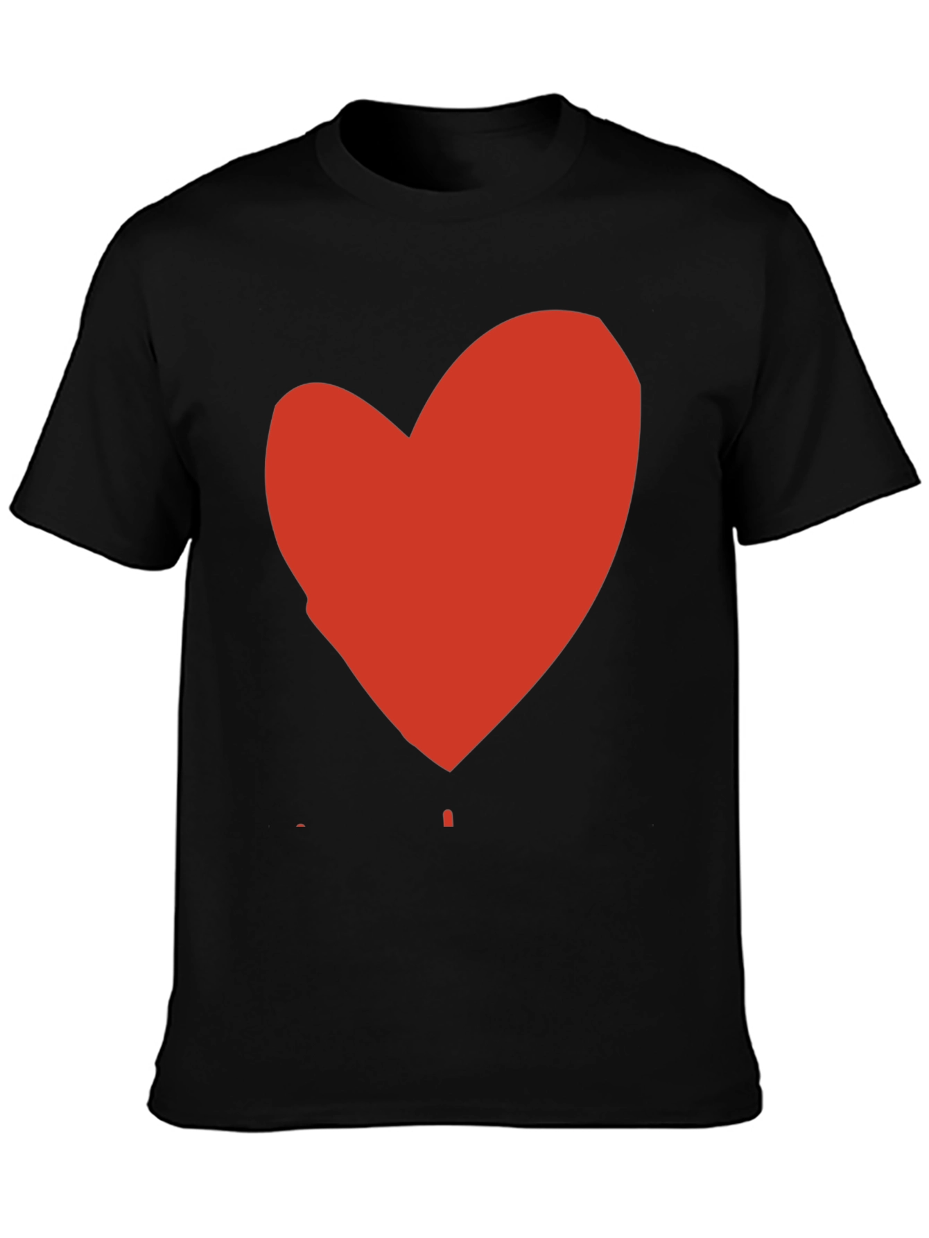 Black Black T-Shirt with Red Heart Graphic Print view 3