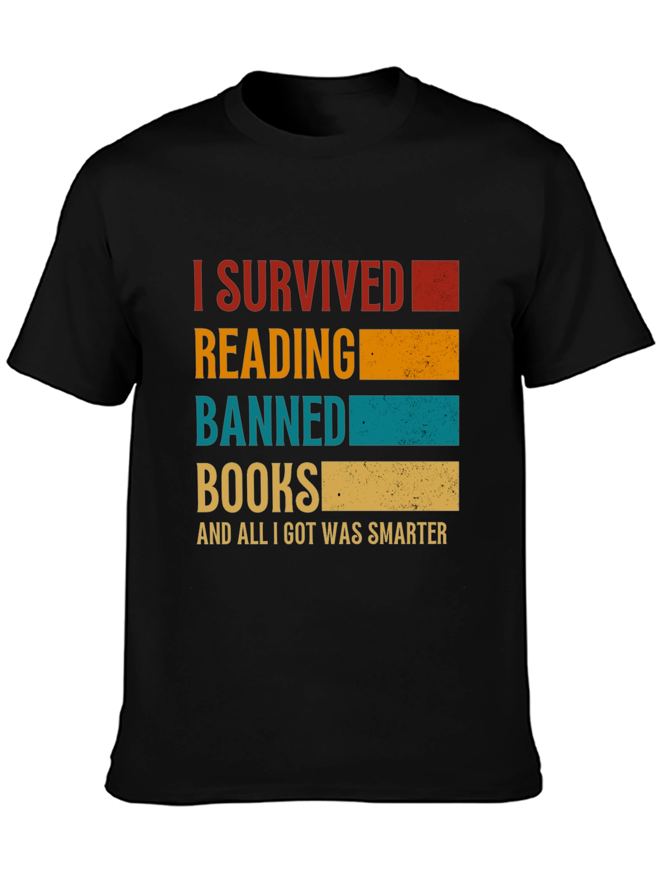Black I Survived Reading Banned Books T-Shirt view 3