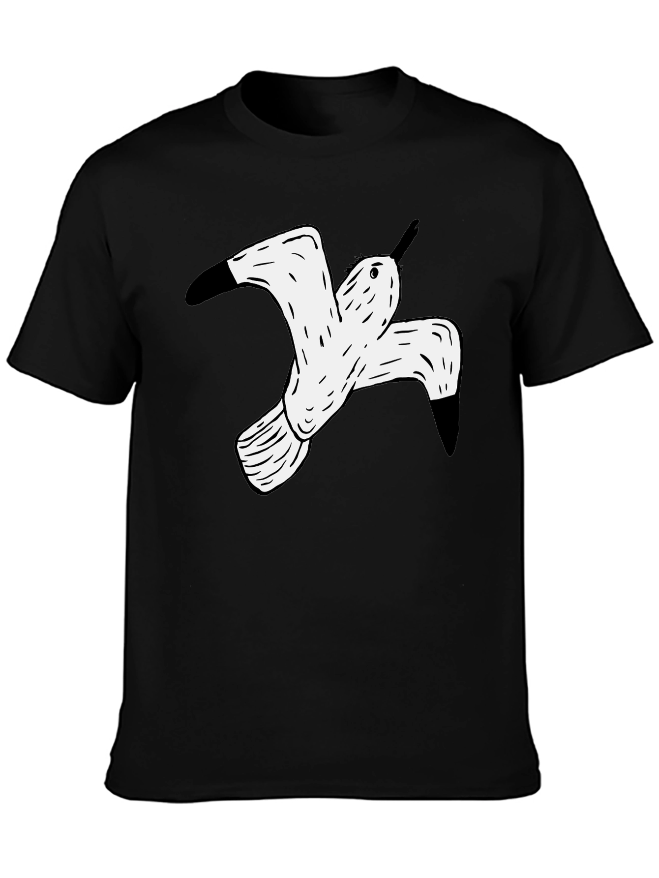 Black Black T-Shirt with White Flying Bird Graphic view 3
