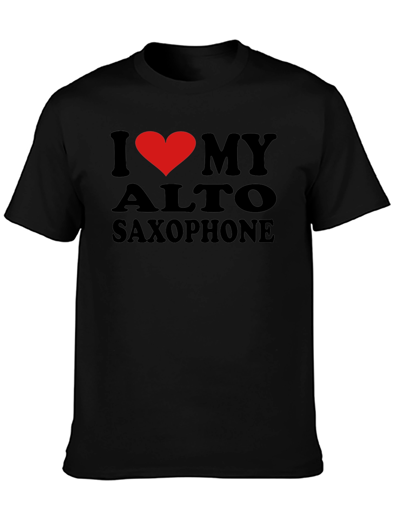 Black I Love My Alto Saxophone Black T-Shirt view 3