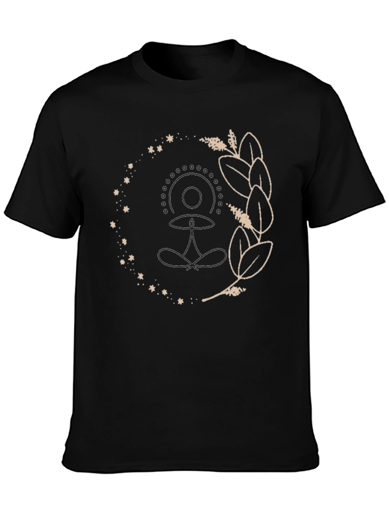 Black Yoga Lotus Starry T-Shirt - Relaxed Fit view 3