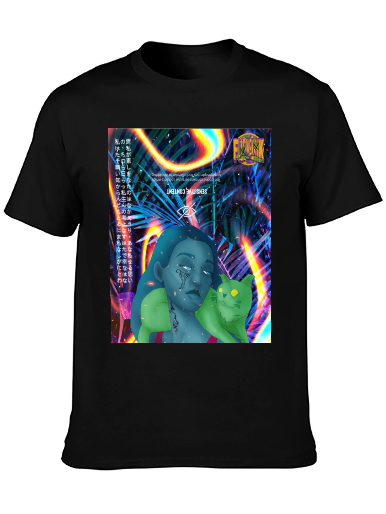 Black Graphic Print Tee - Edgy Streetwear view 3