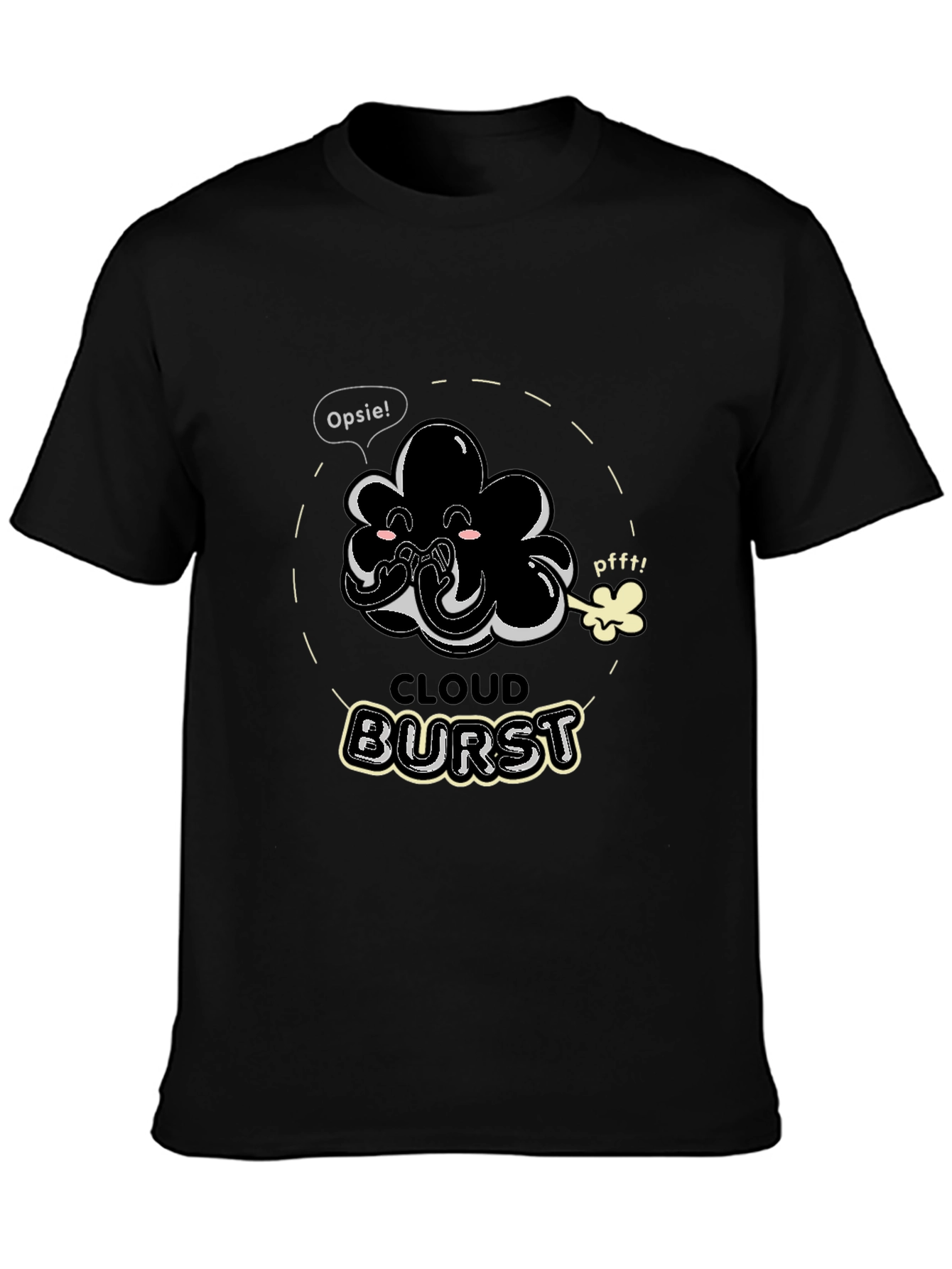 Black Cloud Burst Funny Graphic T-Shirt view 3