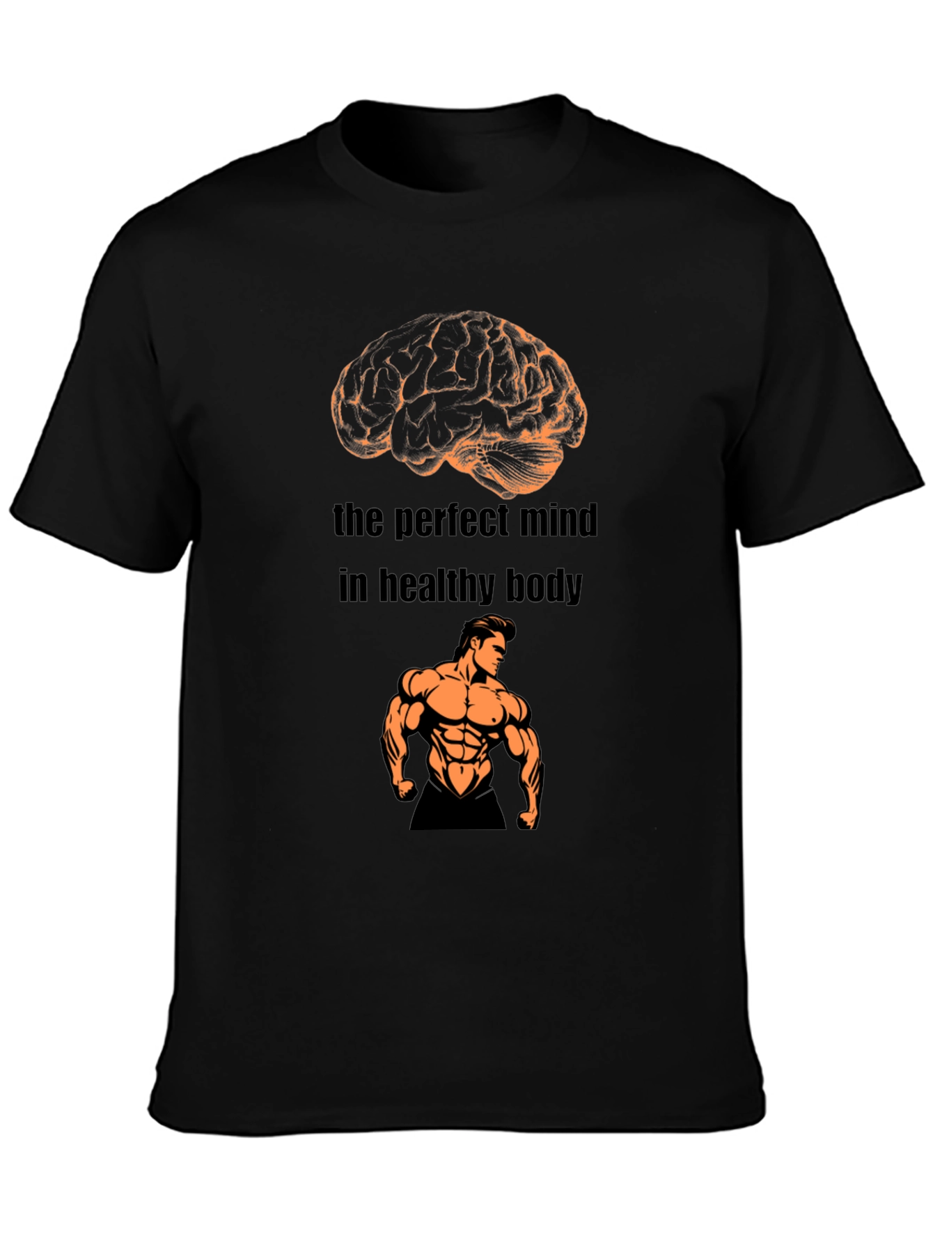 Black Mind & Body T-Shirt: The Perfect Mind in Healthy Body view 3