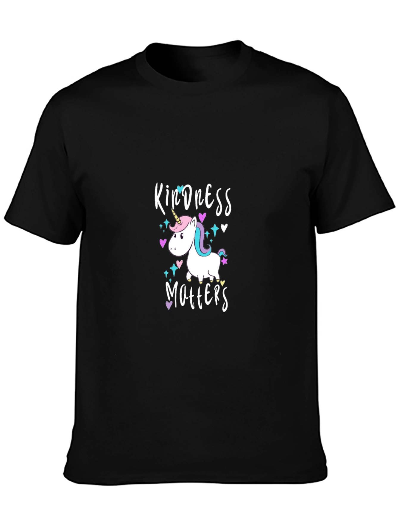 Black Kindness Matters Unicorn T-Shirt, Men's Black Tee view 3