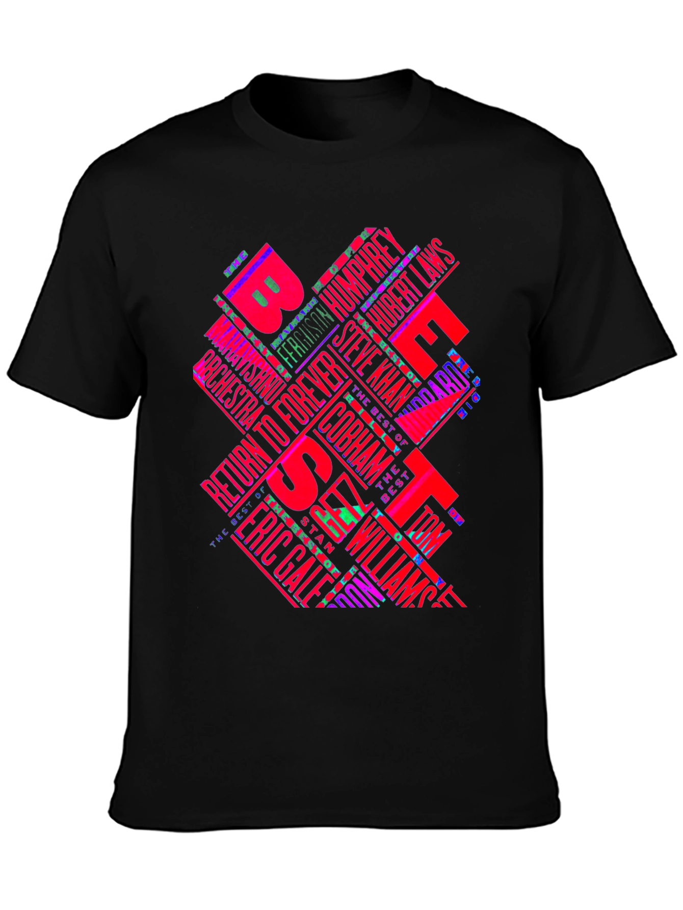 Black Retro 80s Fusion Music T-Shirt view 3