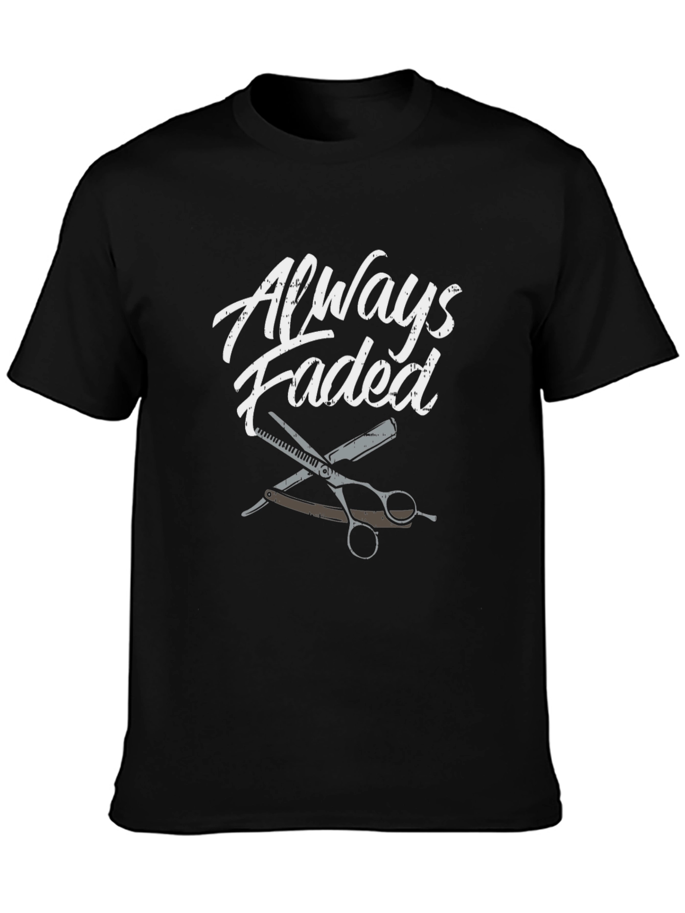 Black Always Faded Barber Graphic T-Shirt view 3