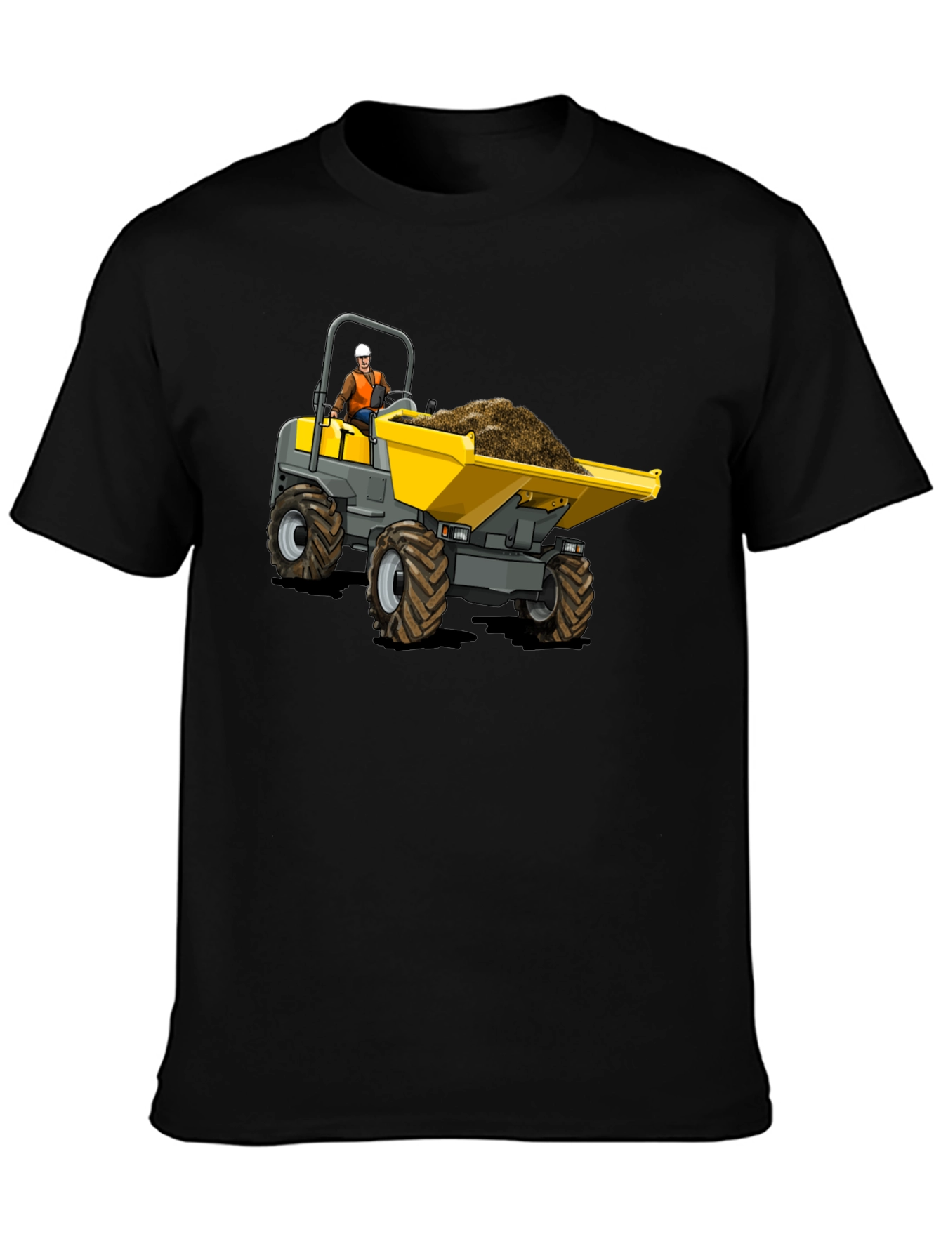Black Construction Dumper Truck Graphic Tee view 3