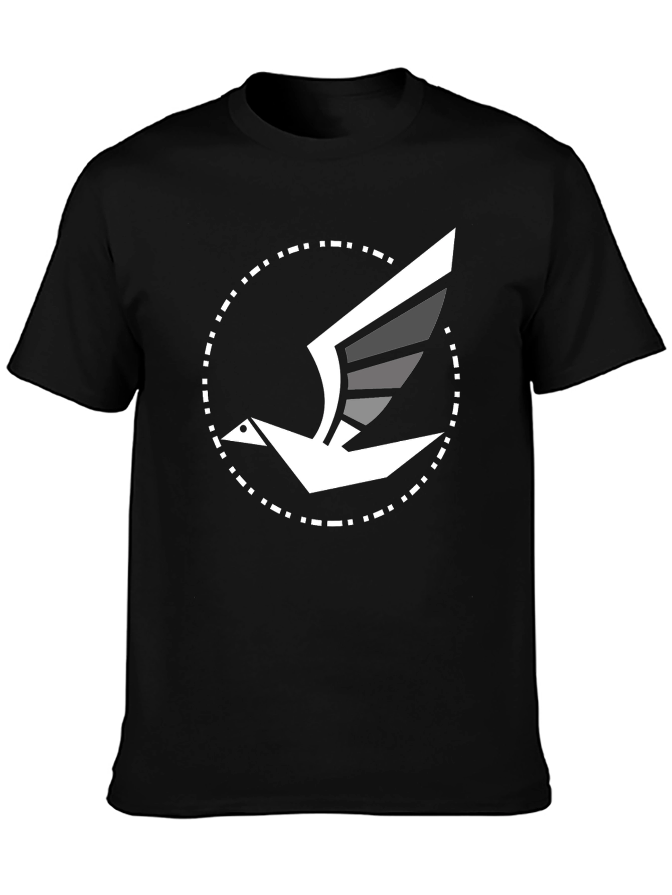 Black Modern Bird Graphic Tee - Black Cotton Blend view 3