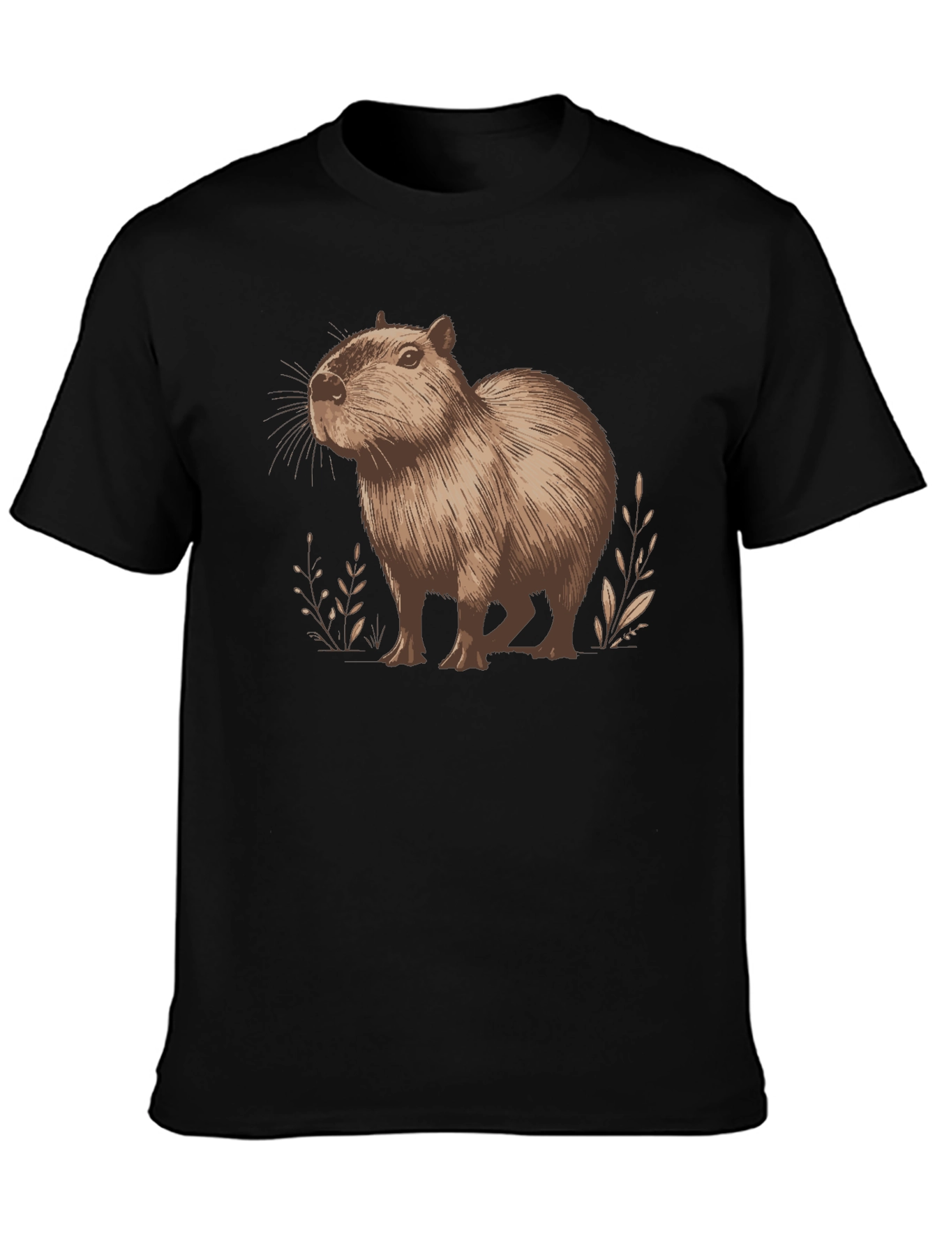 Black Capybara Graphic Tee - Unisex Cotton Shirt view 3