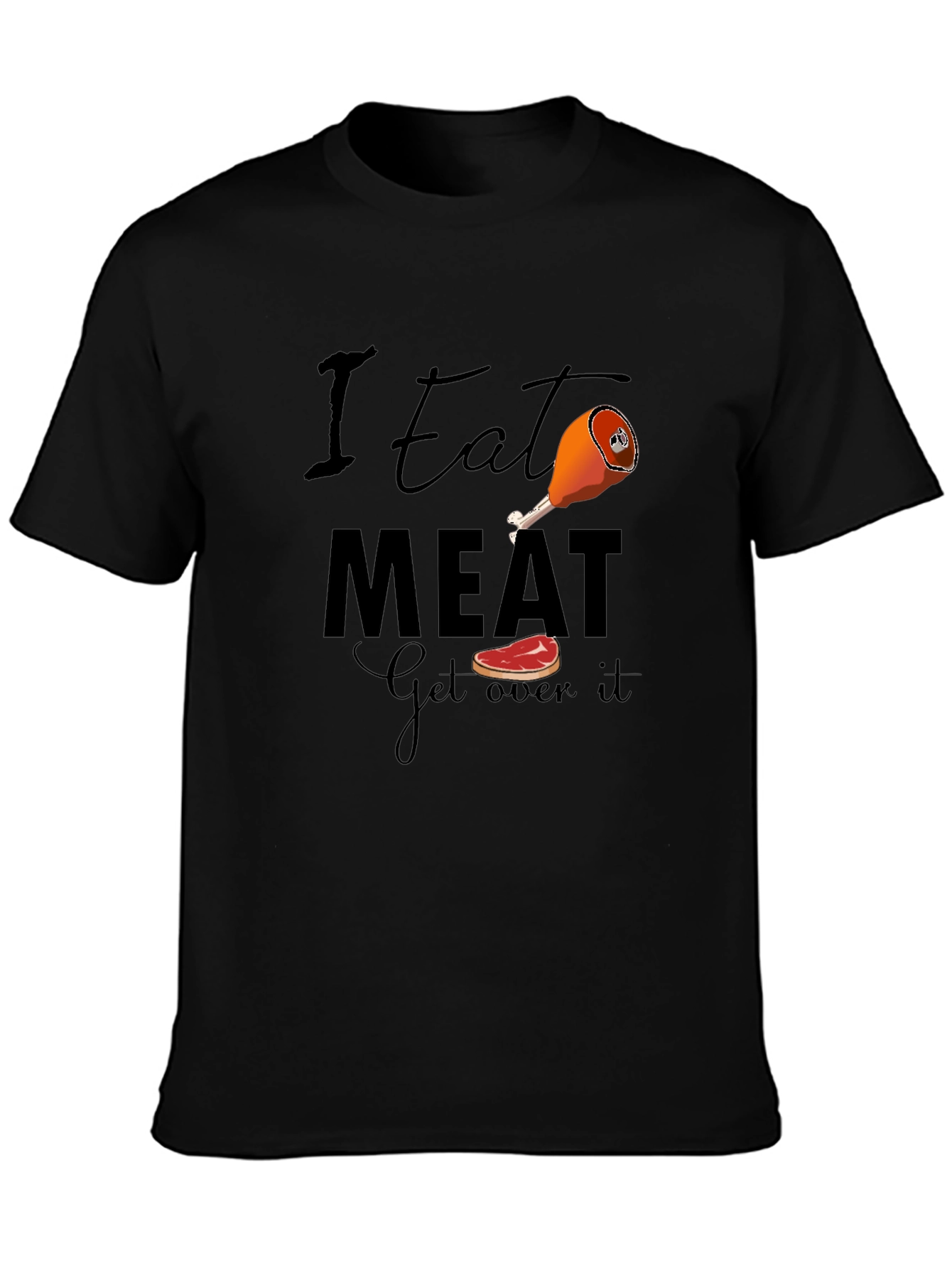 Black I Eat Meat Graphic Tee - Funny Meat Lover T-Shirt view 3