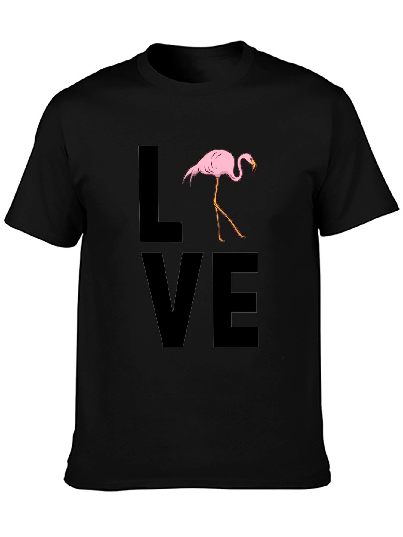Black Flamingo LOVE Graphic T-Shirt - Black Casual Tee view 3