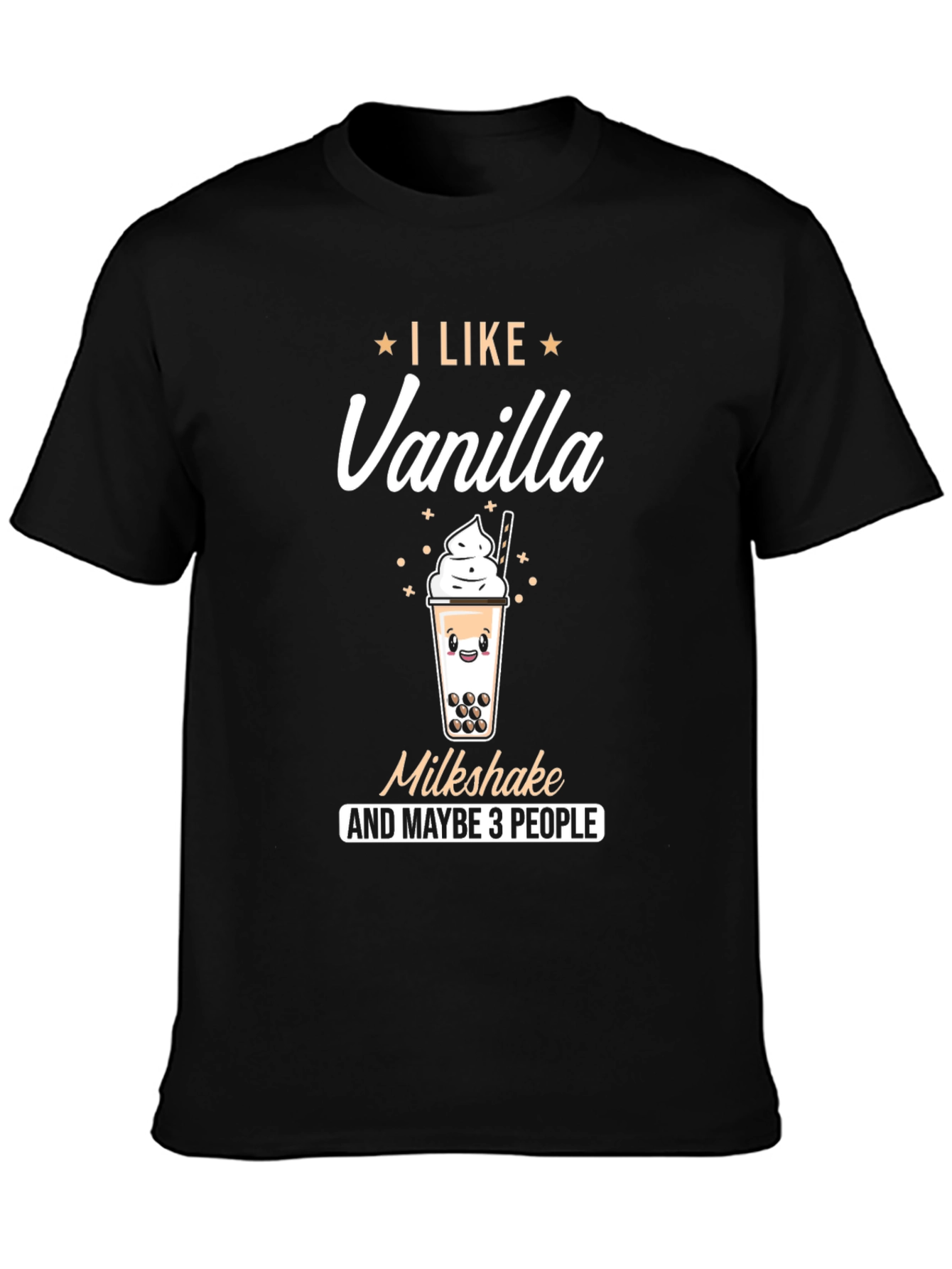 Black I Like Vanilla Milkshake T-Shirt view 3
