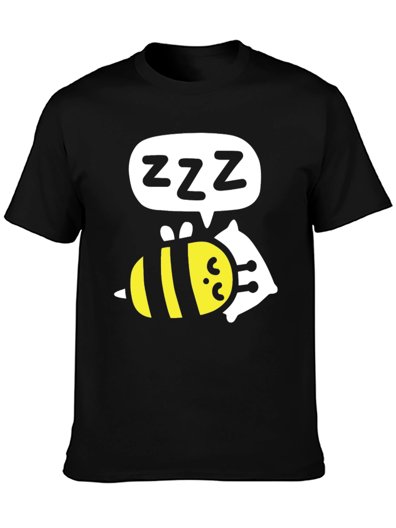 Black Sleeping Bee T-Shirt - Funny Cartoon Graphic Tee view 3